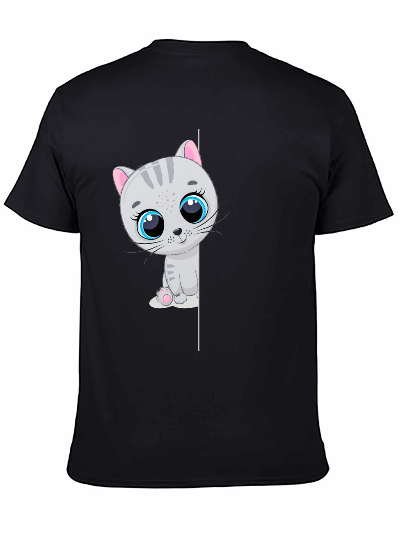 Cute Kitten Graphic T-Shirt - Black