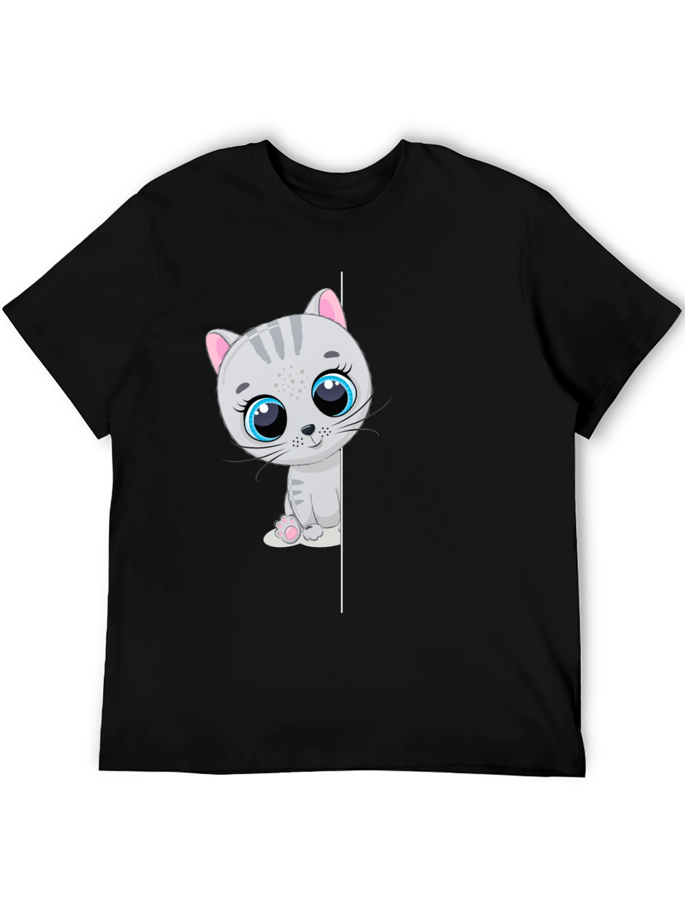 Cute Kitten Graphic T-Shirt - Black
