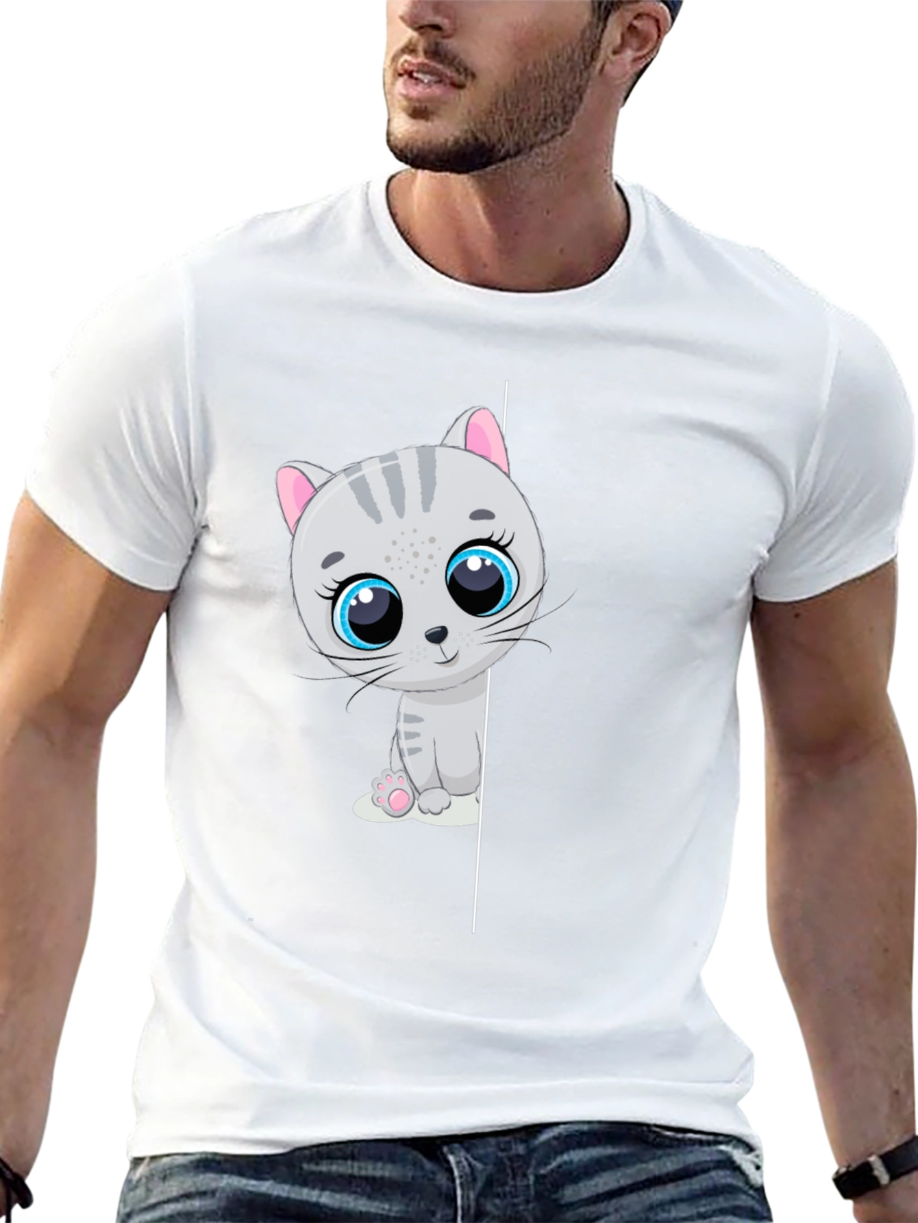 Cute Kitten Graphic T-Shirt - Black