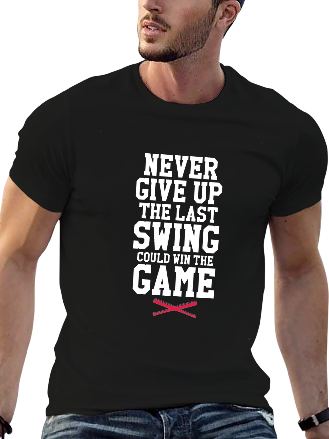 Never Give Up Baseball Graphic Tee