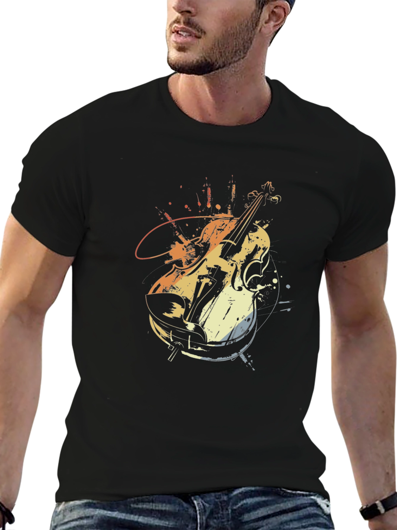 Violin Graphic Tee - Musical Instrument T-Shirt
