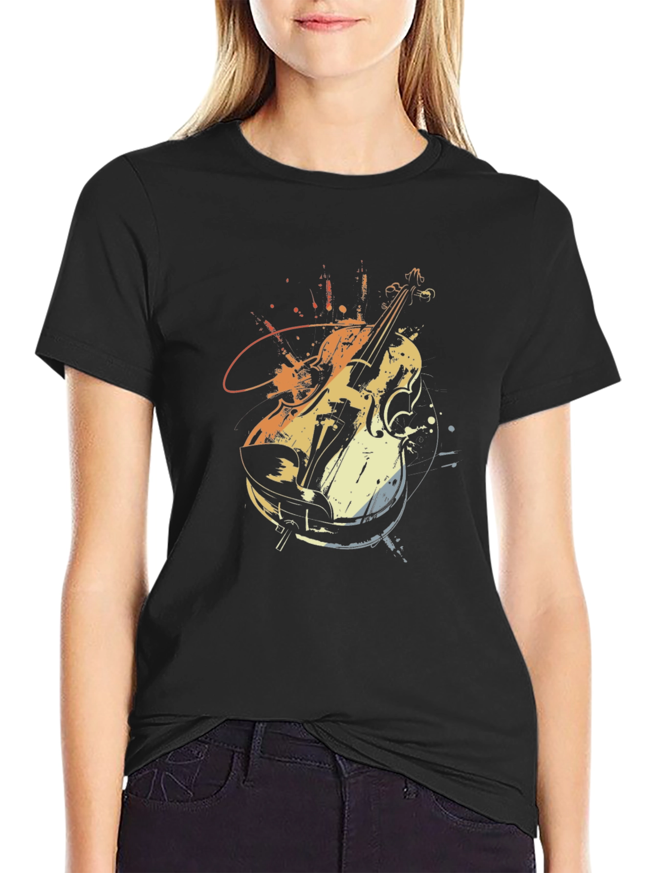 Violin Graphic Tee - Musical Instrument T-Shirt