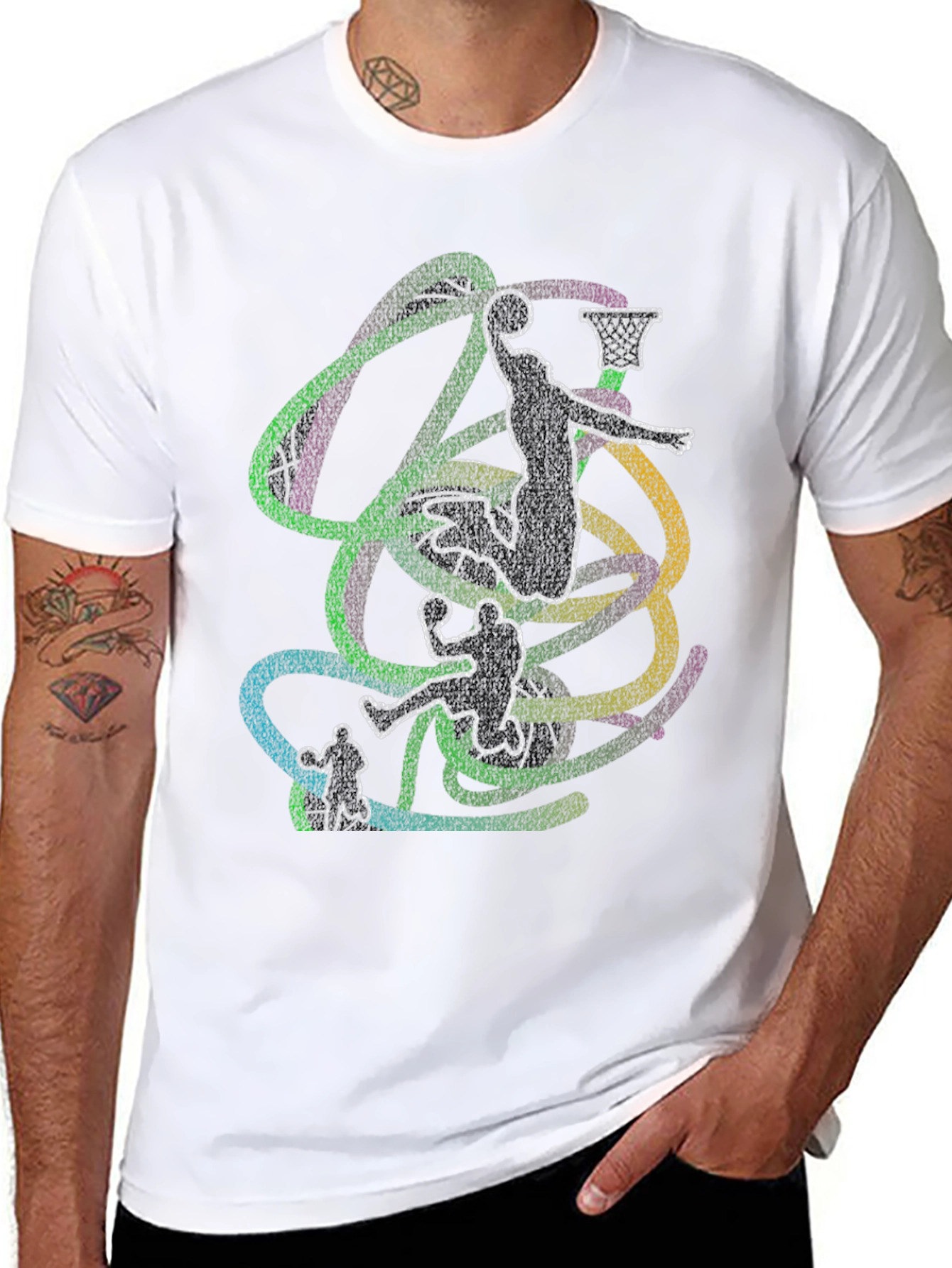 Abstract Basketball Player Graphic Tee