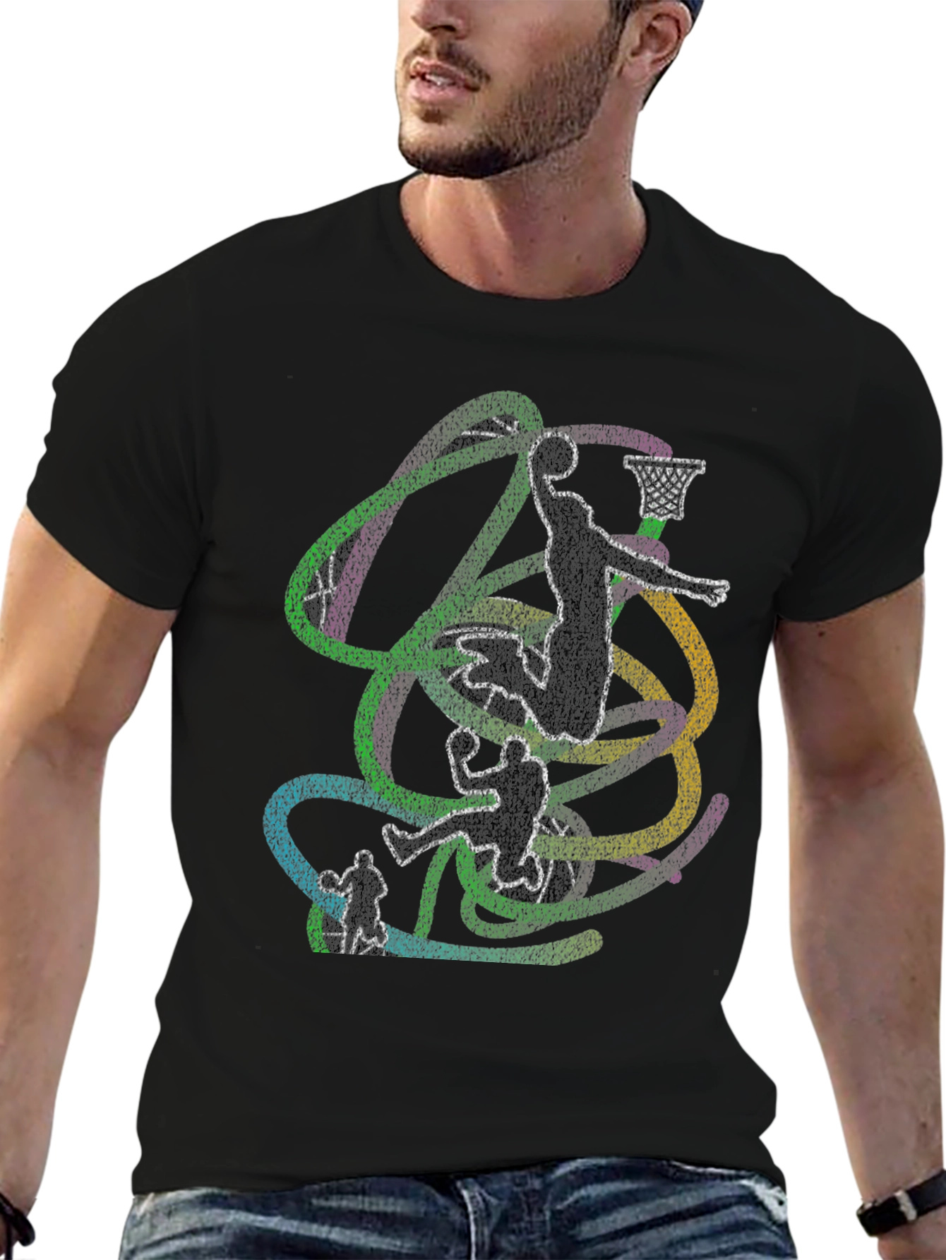 Abstract Basketball Player Graphic Tee