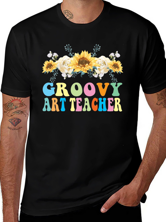 Groovy Art Teacher T-Shirt - Floral Design