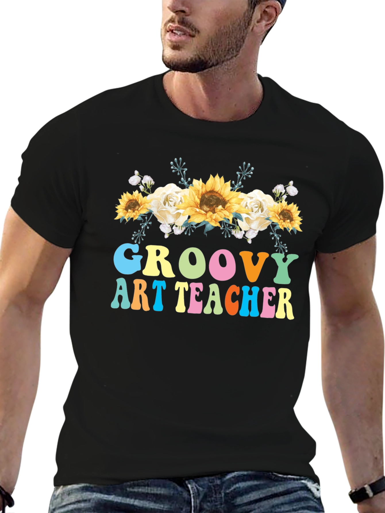 Groovy Art Teacher T-Shirt - Floral Design