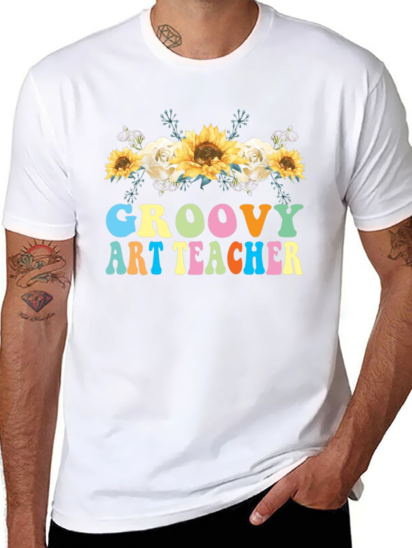 Groovy Art Teacher T-Shirt - Floral Design