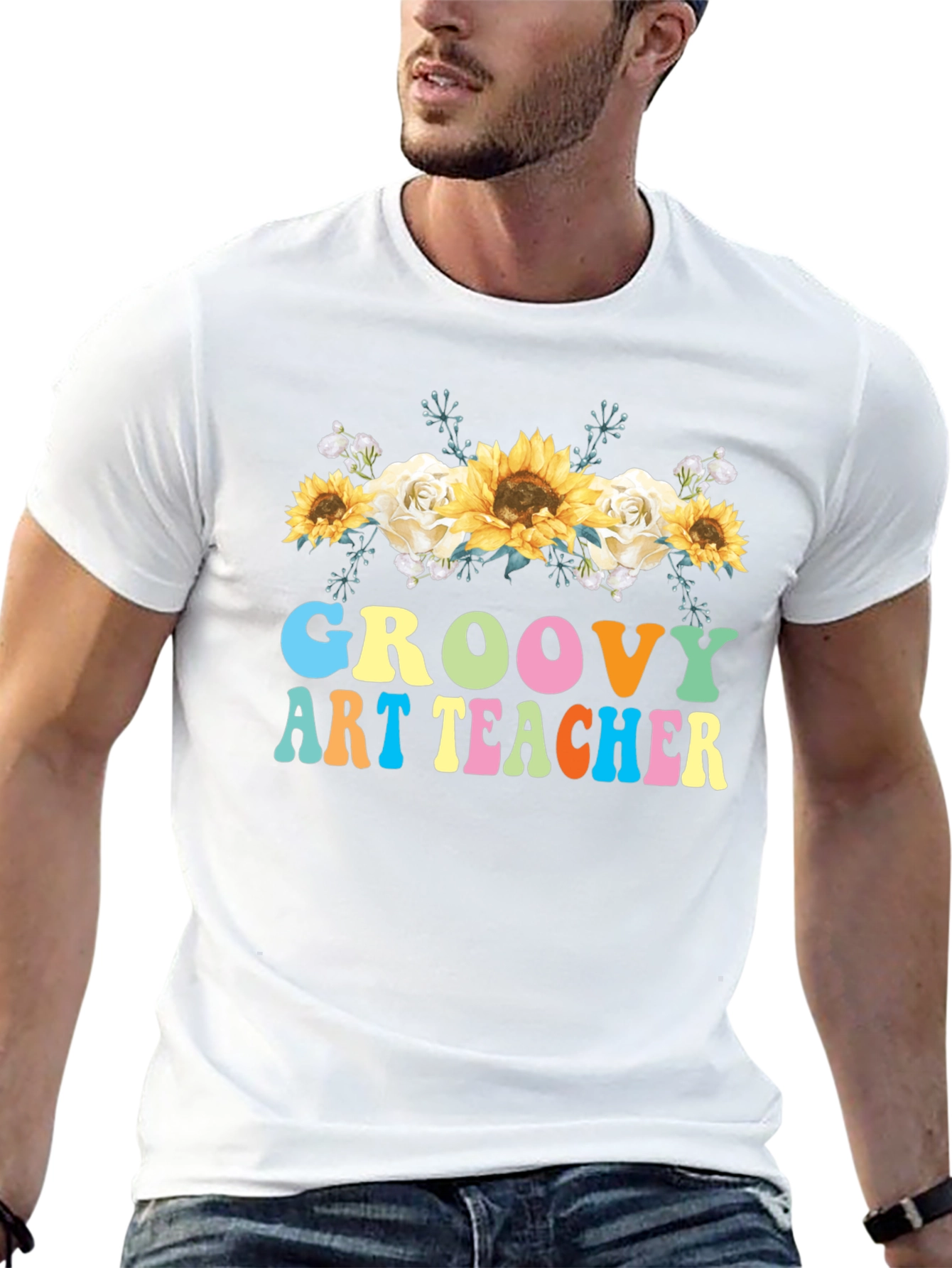 Groovy Art Teacher T-Shirt - Floral Design