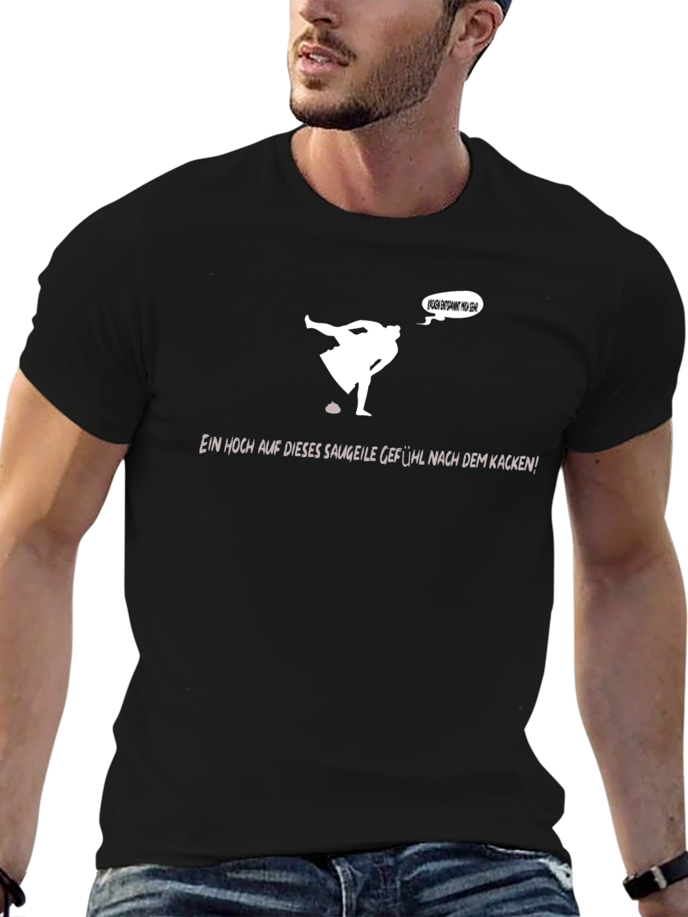 Funny Black T-Shirt - Pooping Man Graphic Tee