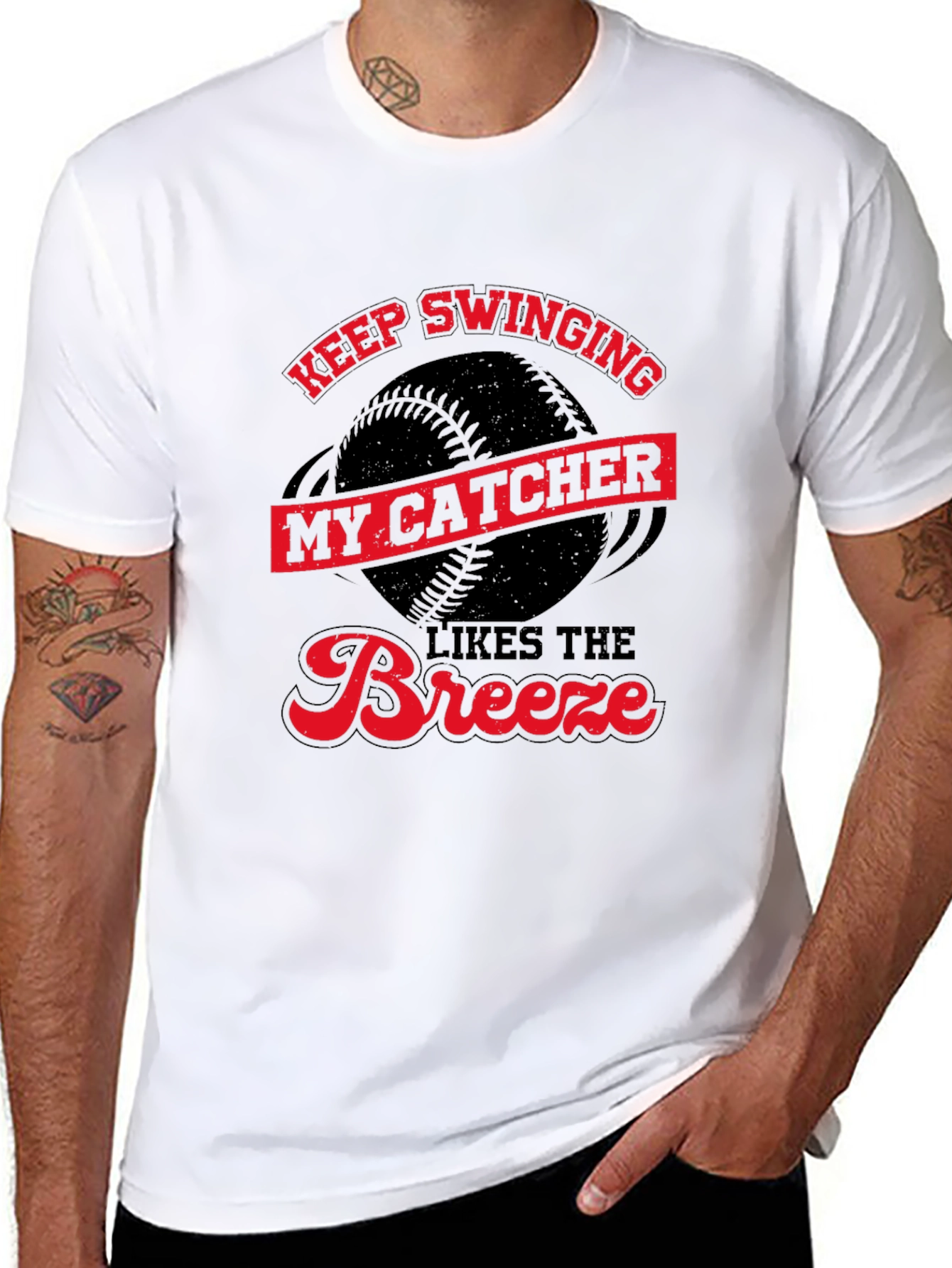 Keep Swinging T-Shirt - Catcher Baseball Tee