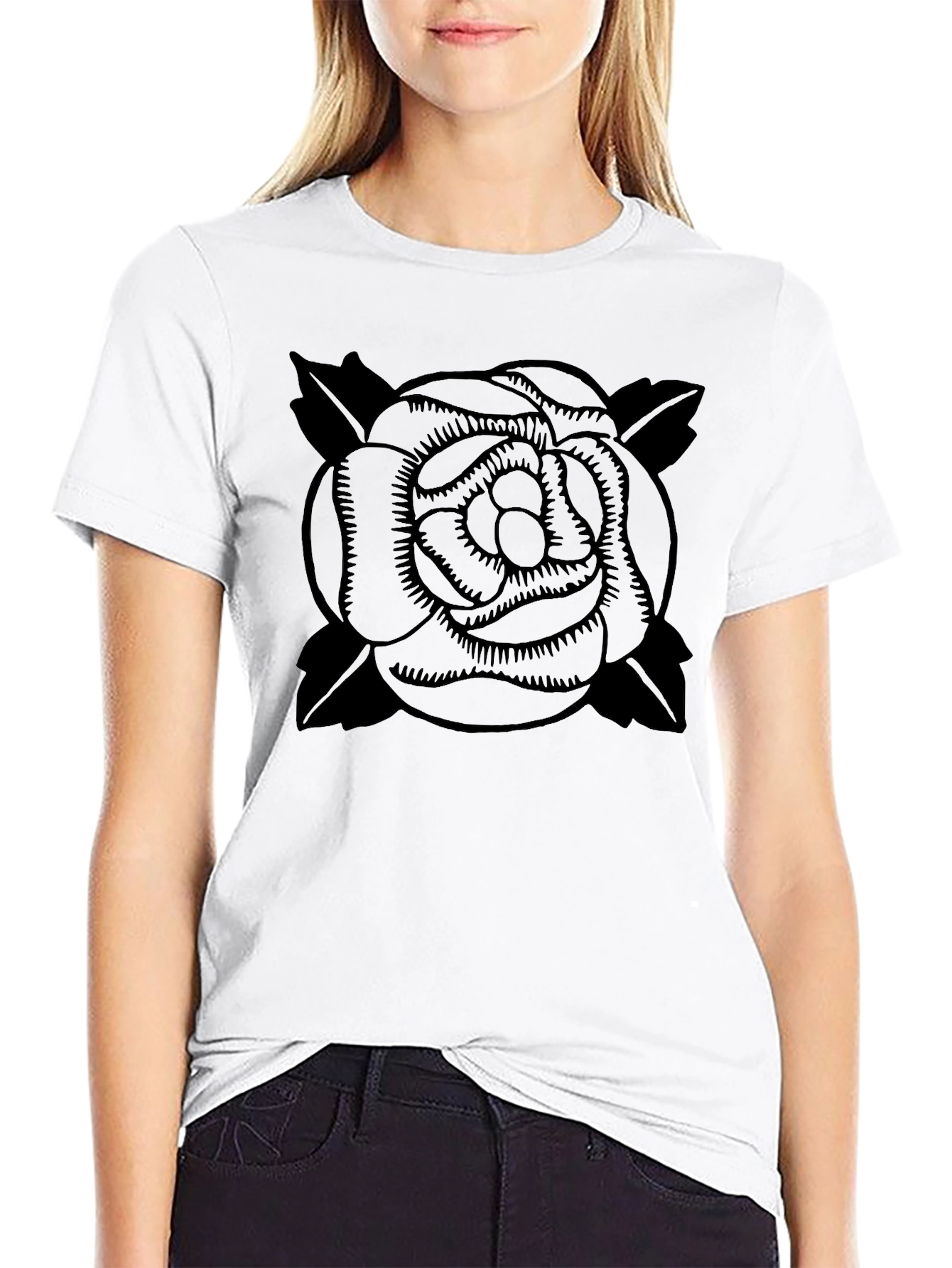 Black Rose Graphic Tee - Classic Style