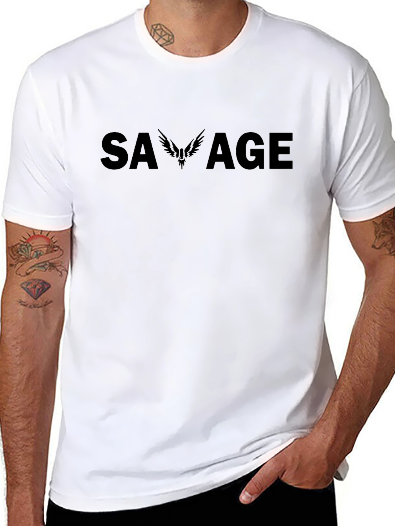 Savage Graphic Tee - Black Cotton Crew Neck