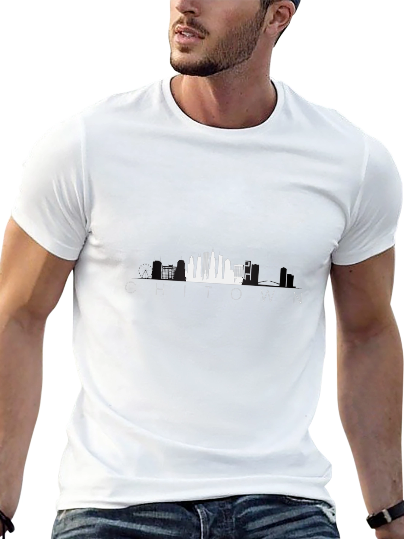 Chi-Town Skyline Graphic Tee - Black Cotton T-Shirt