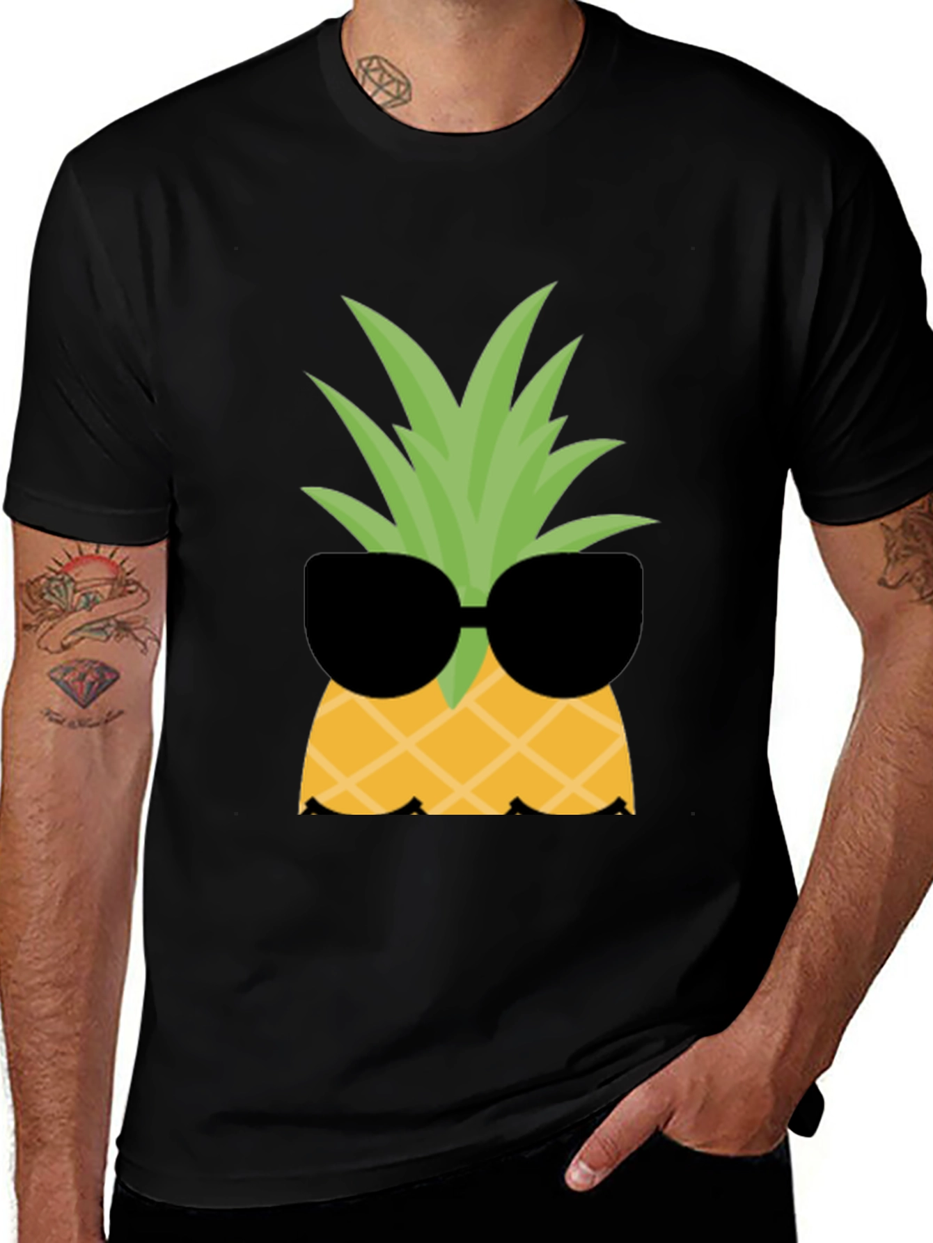 Cool Pineapple Graphic Tee - Black Cotton Shirt