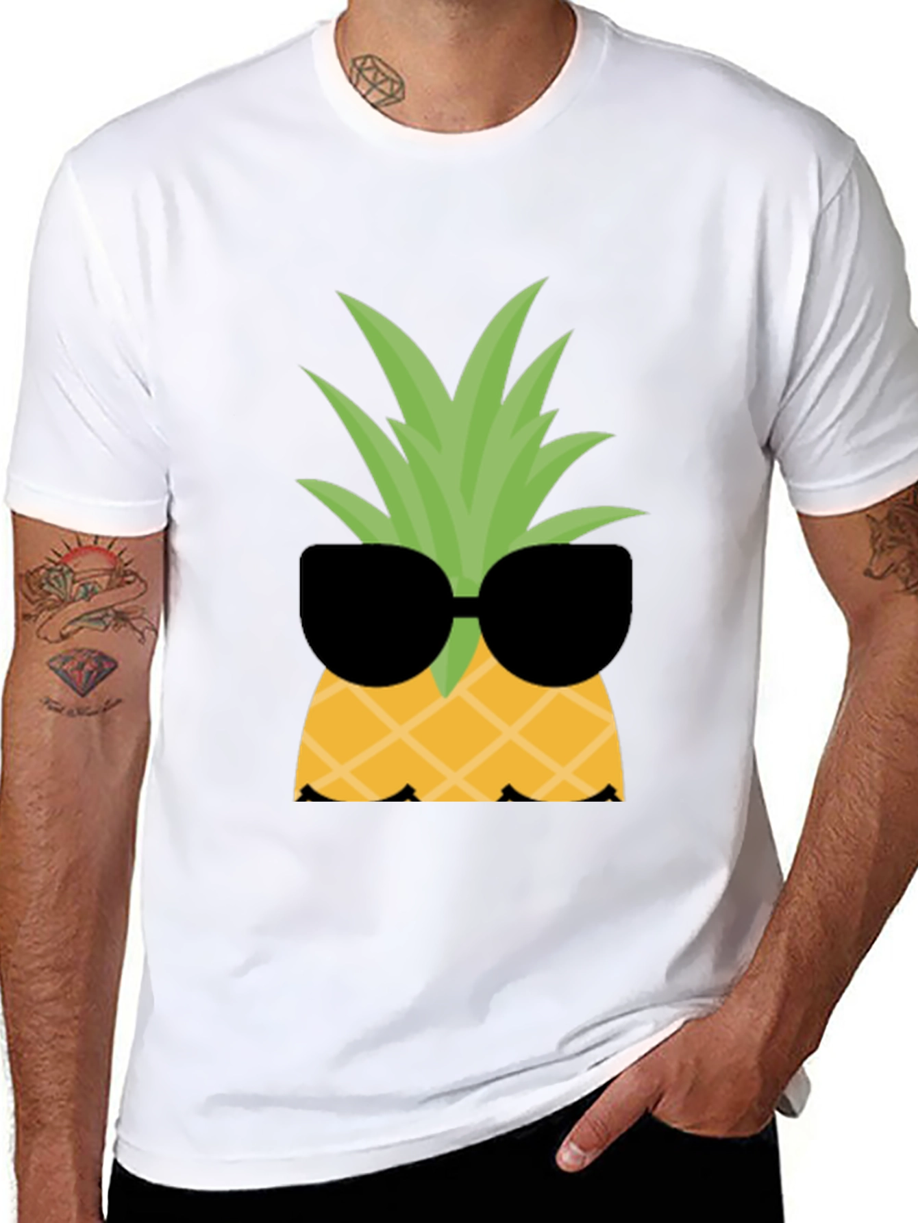 Cool Pineapple Graphic Tee - Black Cotton Shirt