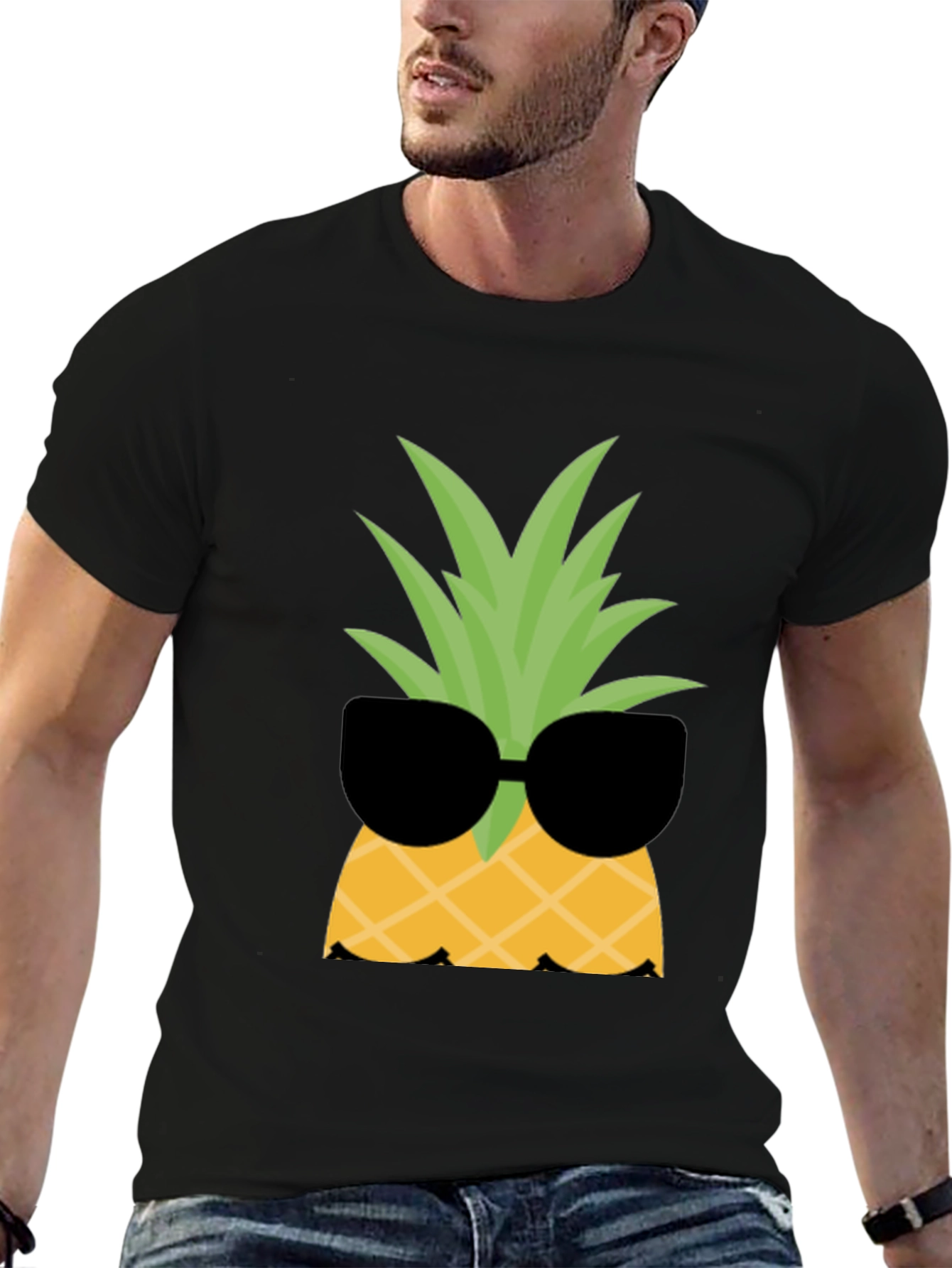 Cool Pineapple Graphic Tee - Black Cotton Shirt