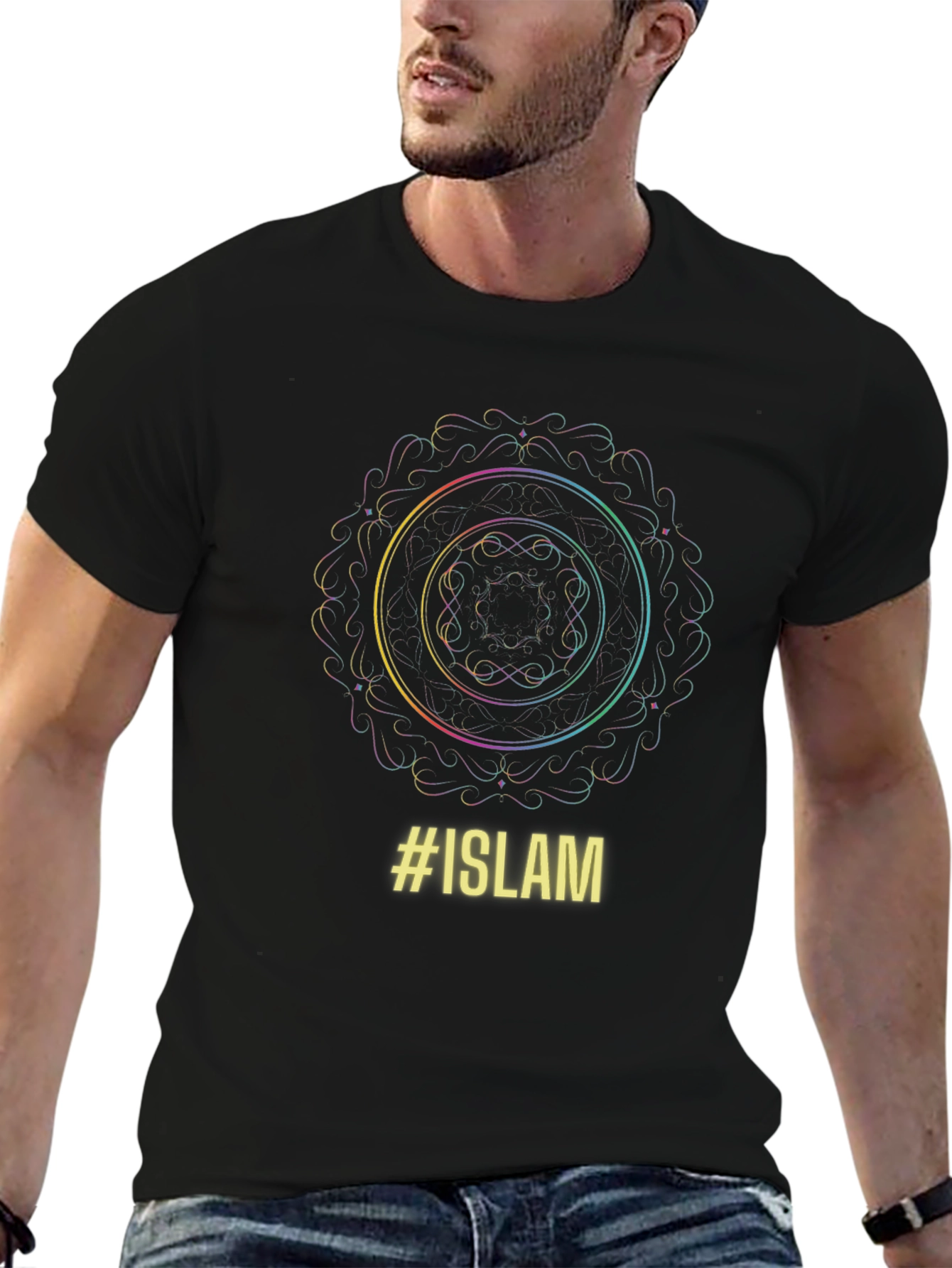 Islam Mandala Graphic Black T-Shirt