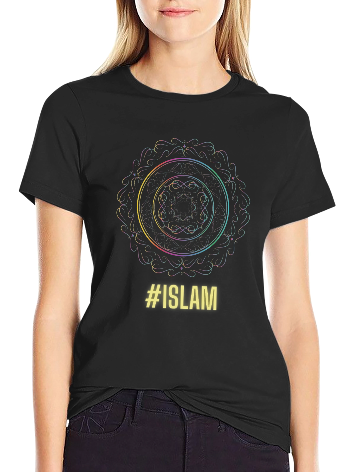 Islam Mandala Graphic Black T-Shirt
