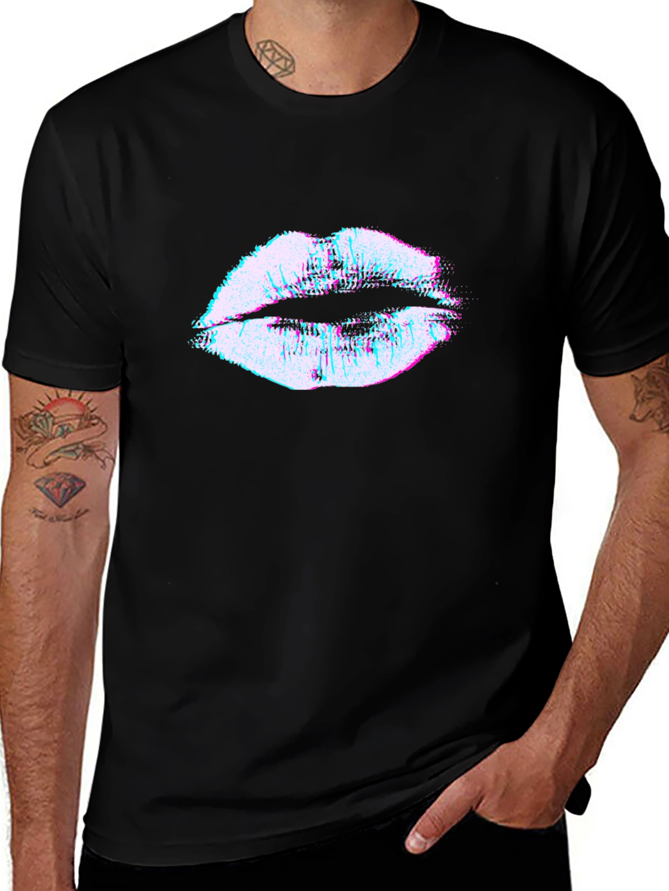 Abstract Lips Graphic T-Shirt - Trendy Design