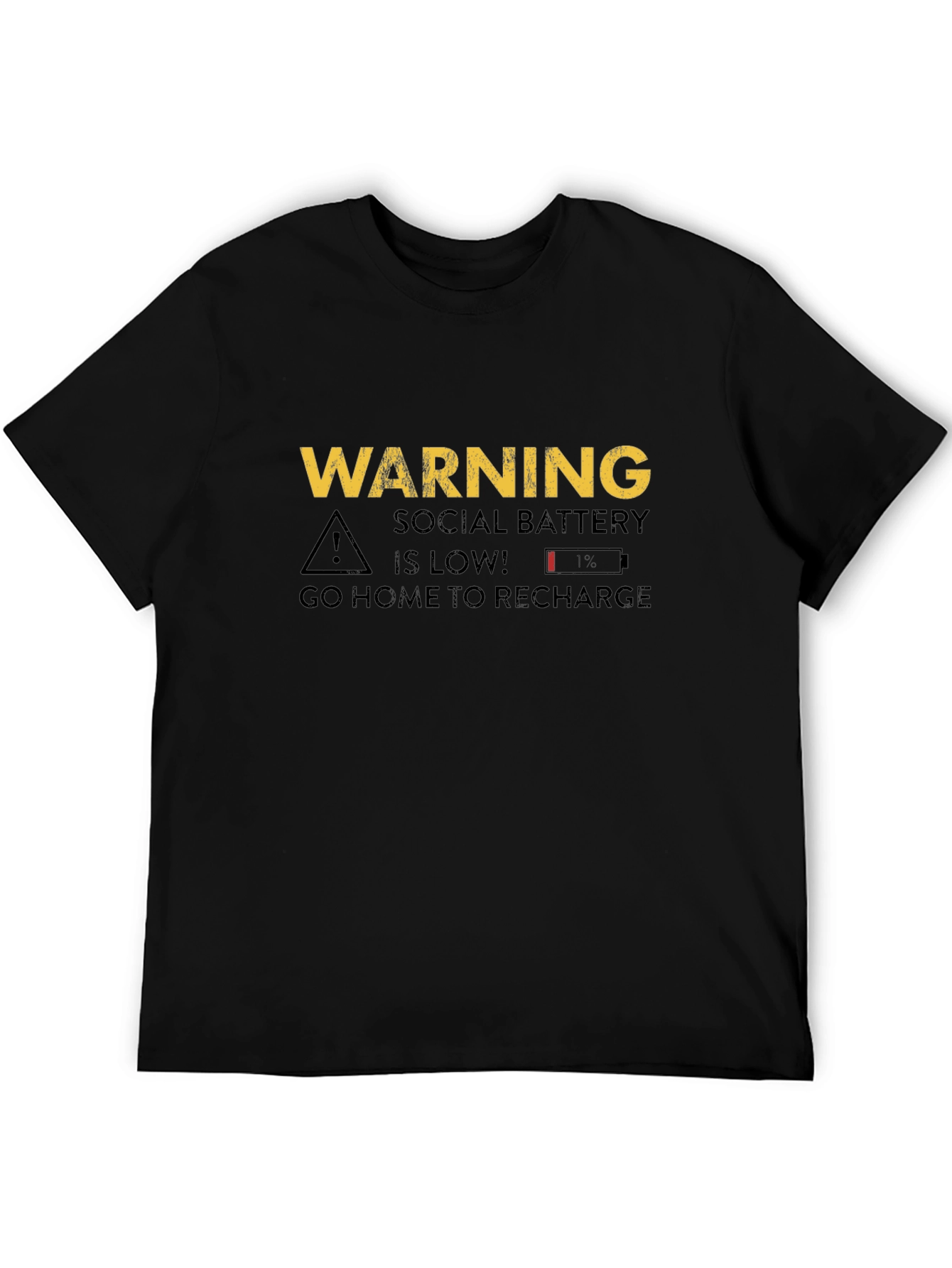 Warning Social Battery Low T-Shirt - Recharge!