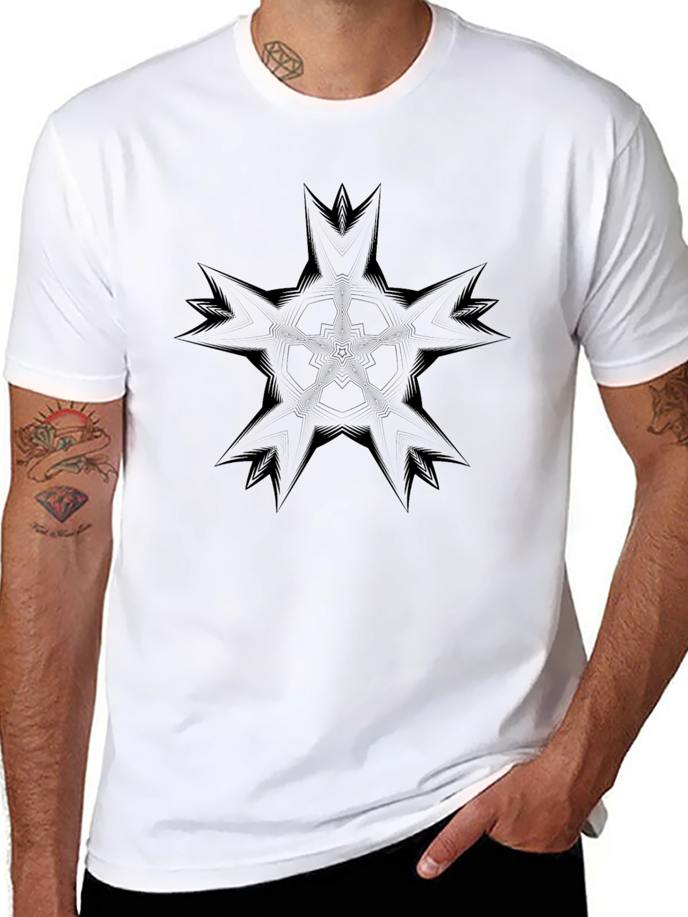 Black Starburst Graphic Tee - Modern Casual Wear