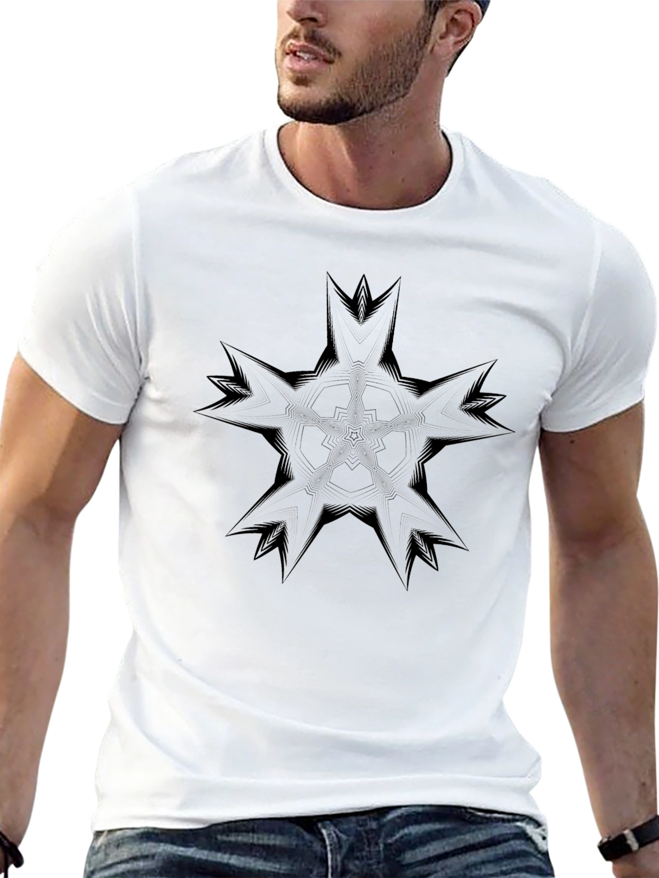 Black Starburst Graphic Tee - Modern Casual Wear