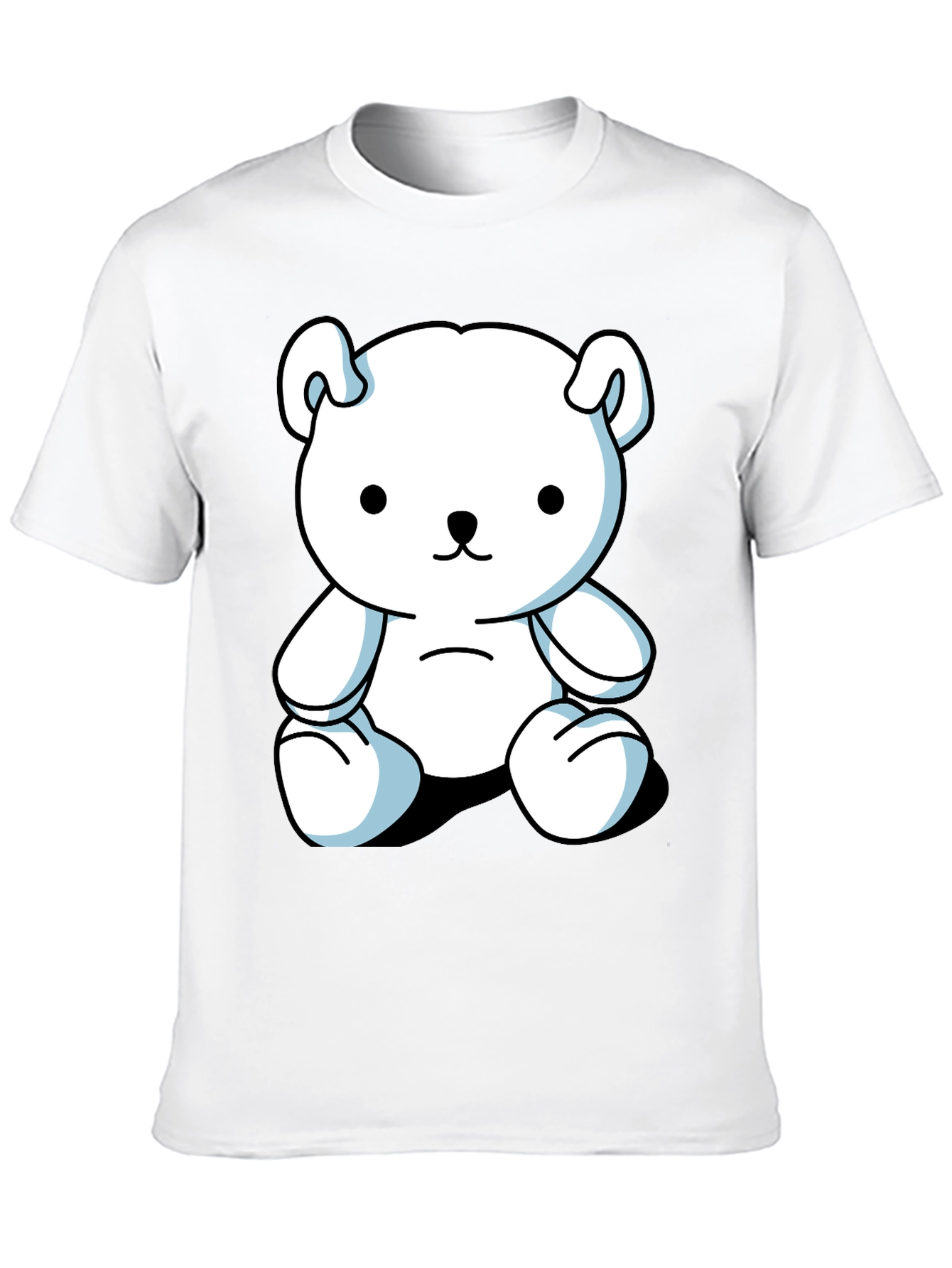 Cute Cartoon Bear Graphic Black T-Shirt