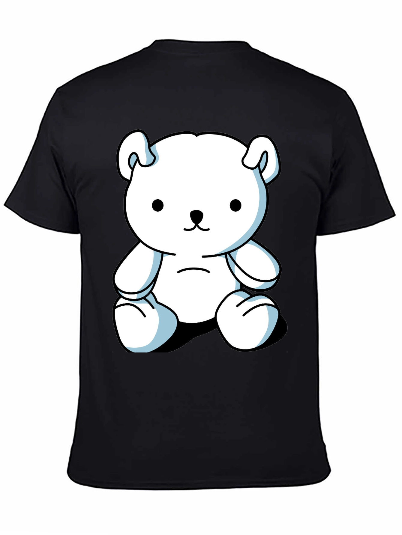 Cute Cartoon Bear Graphic Black T-Shirt