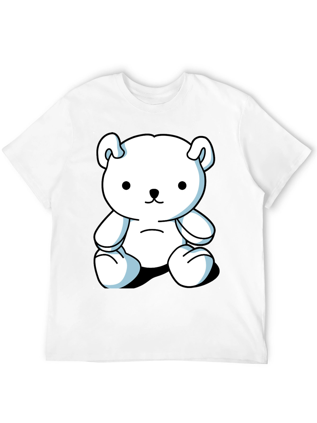 Cute Cartoon Bear Graphic Black T-Shirt