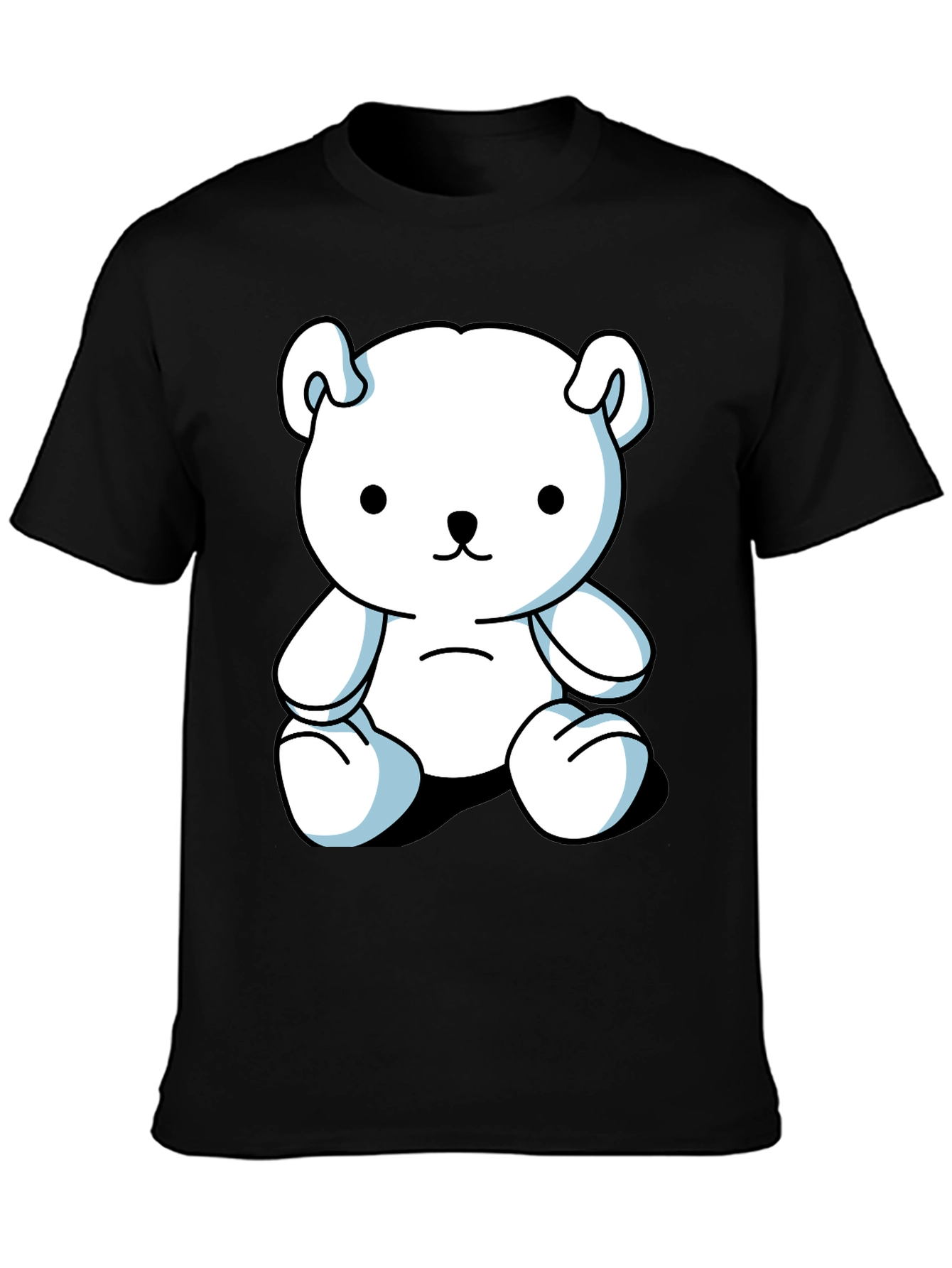 Cute Cartoon Bear Graphic Black T-Shirt