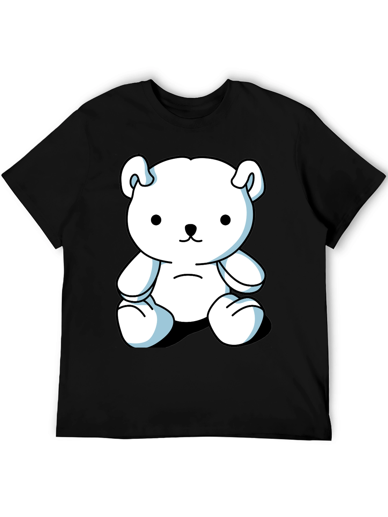 Cute Cartoon Bear Graphic Black T-Shirt