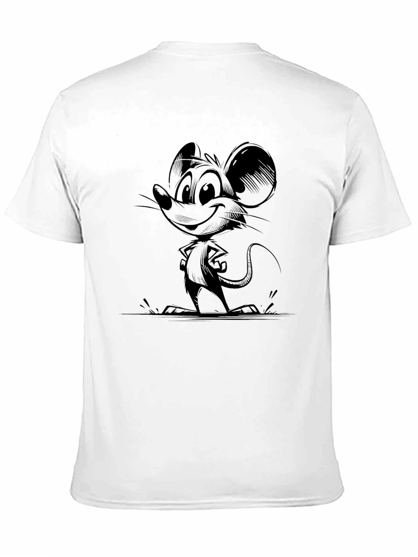 Cartoon Mouse Graphic T-Shirt - Black