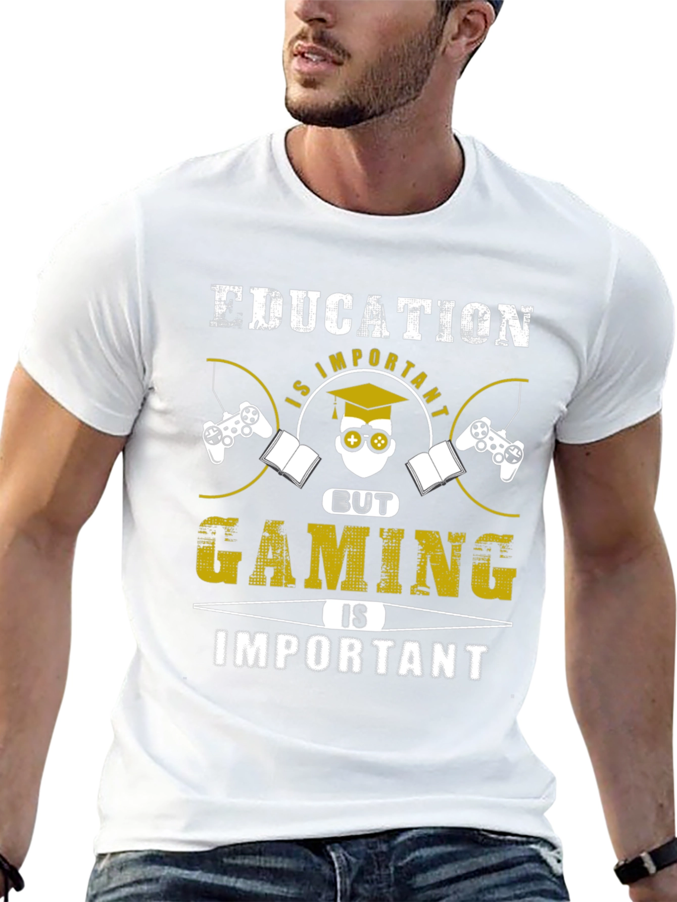 Education vs Gaming Funny T-Shirt