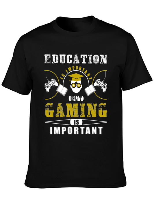 Education vs Gaming Funny T-Shirt