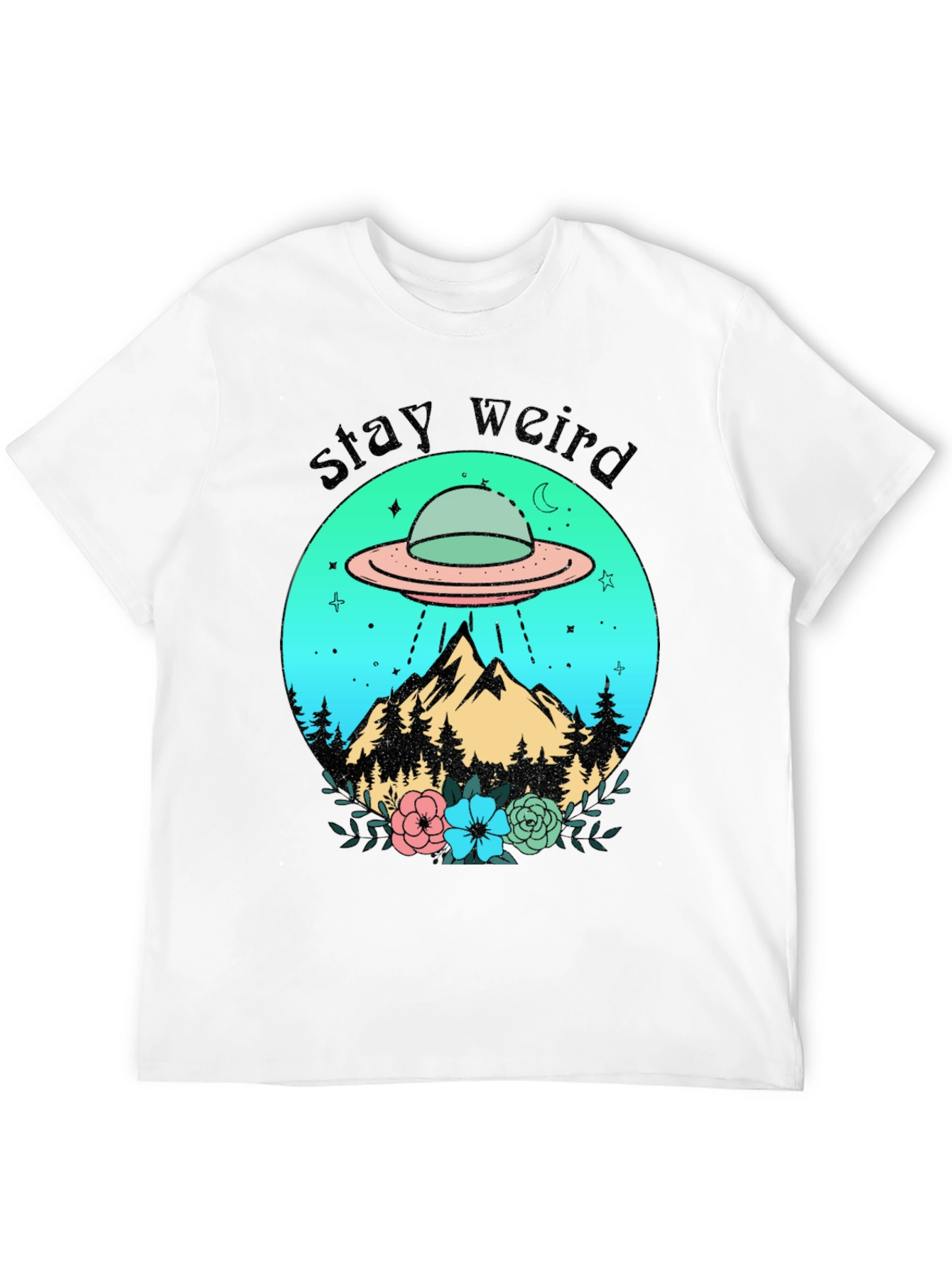 Stay Weird Alien UFO Graphic T-Shirt