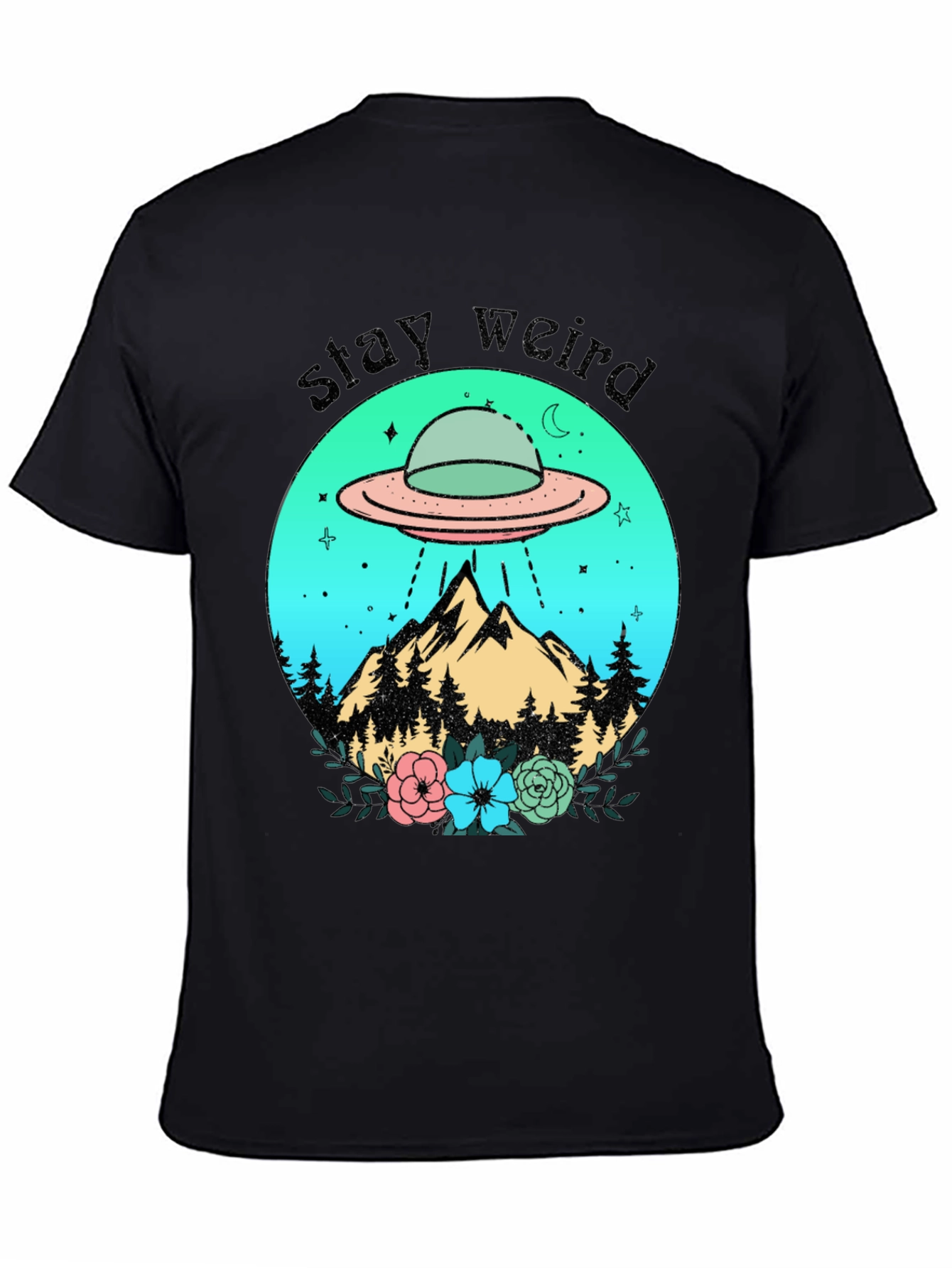 Stay Weird Alien UFO Graphic T-Shirt