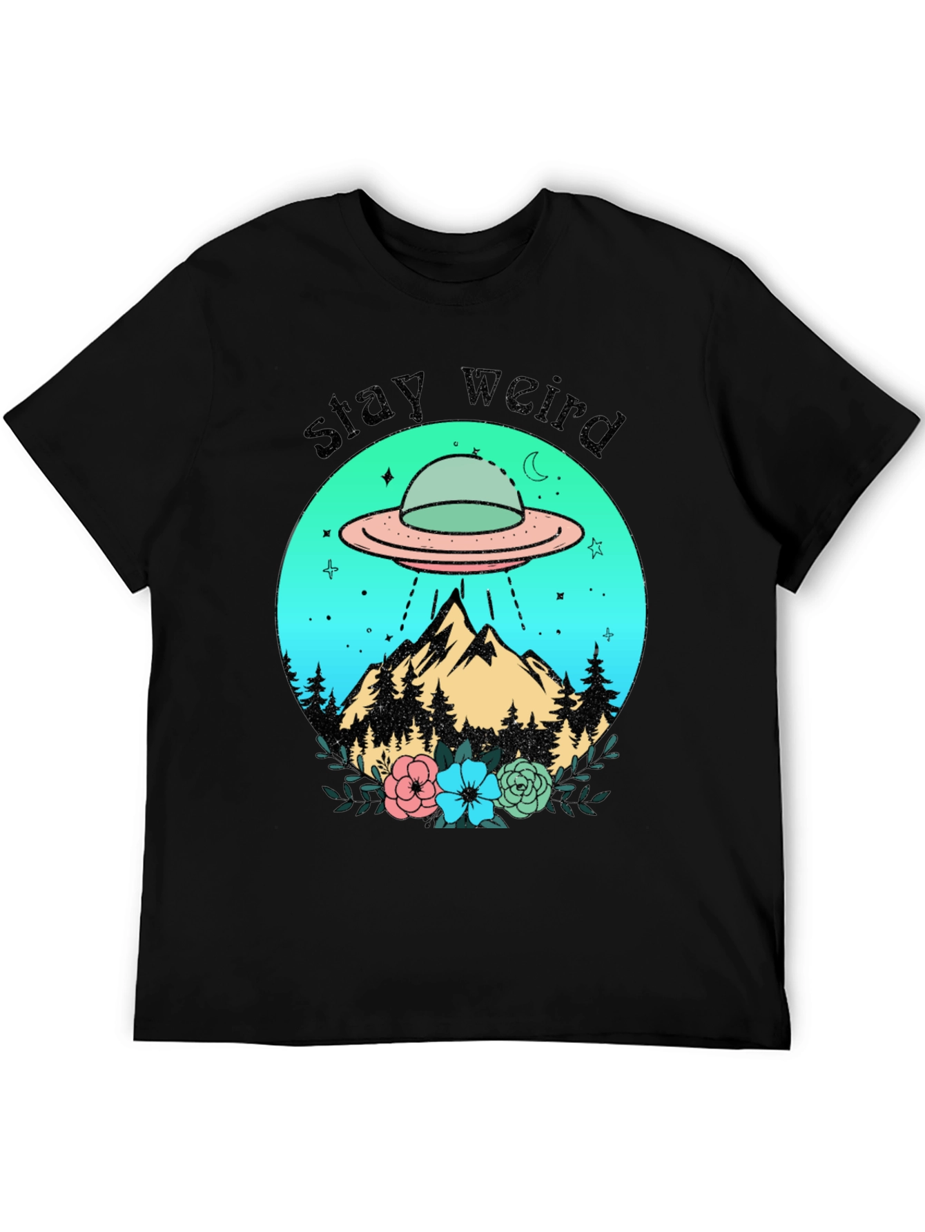 Stay Weird Alien UFO Graphic T-Shirt
