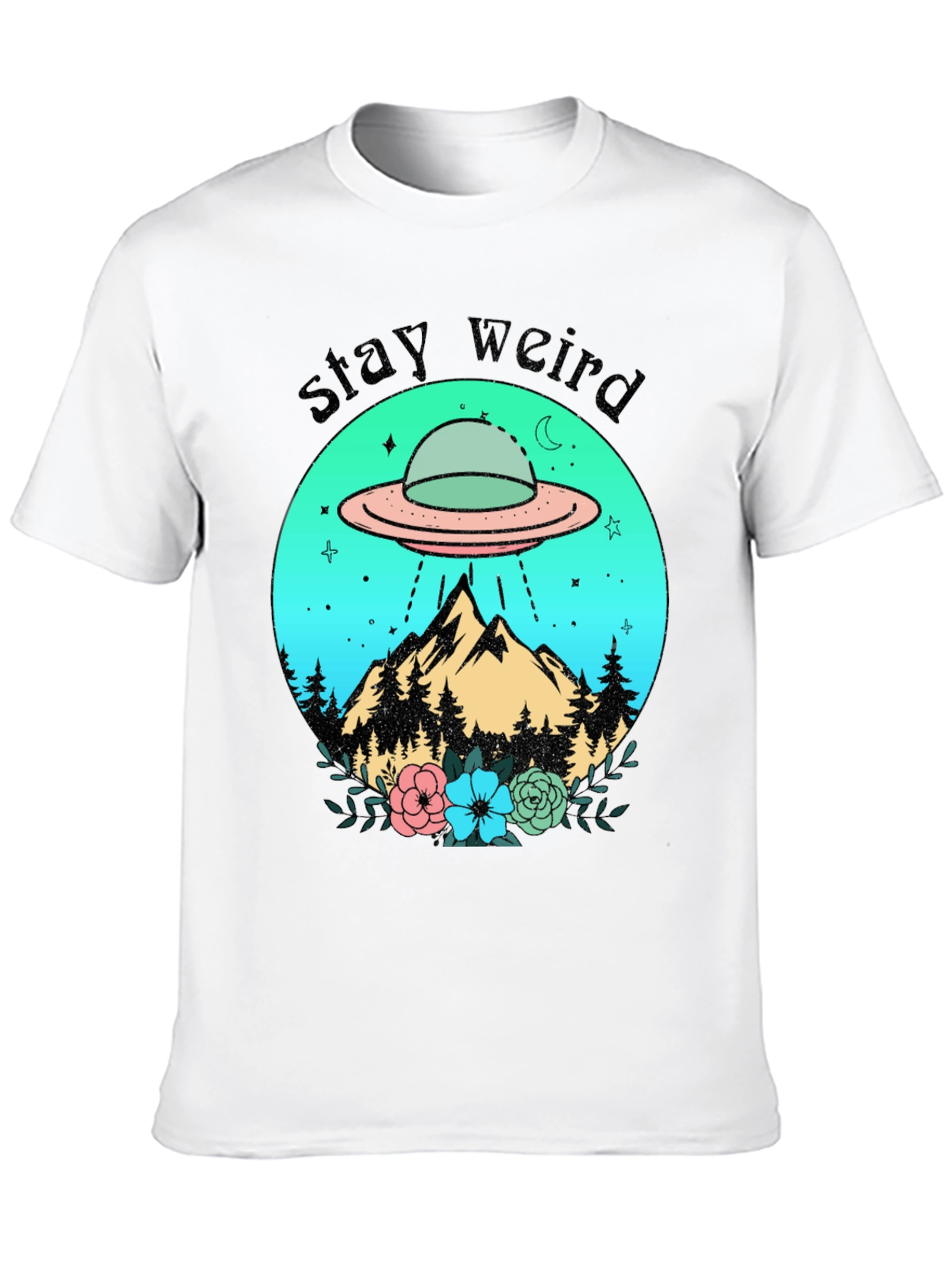 Stay Weird Alien UFO Graphic T-Shirt
