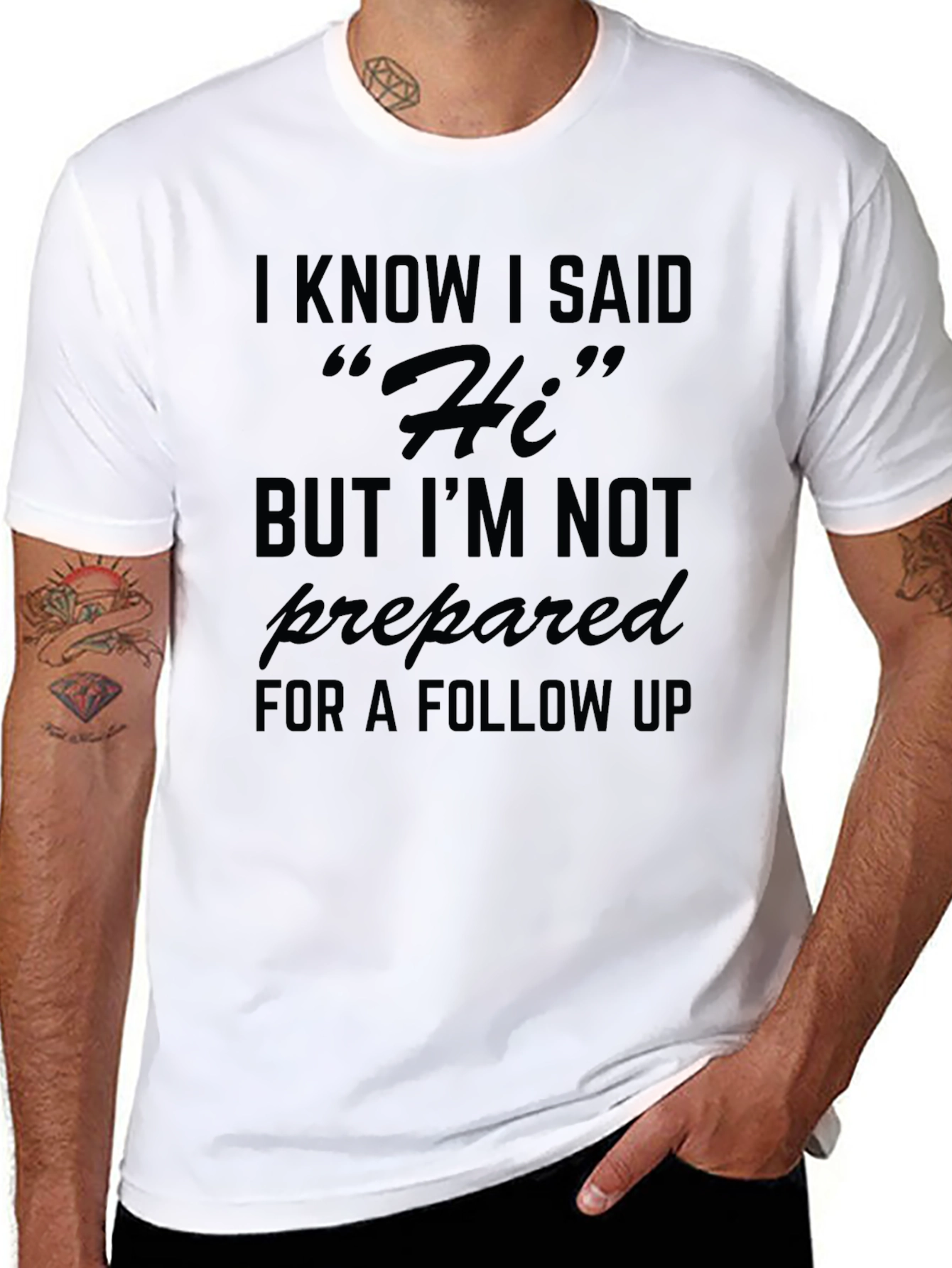 Funny Hi T-Shirt: Introvert Humor Tee