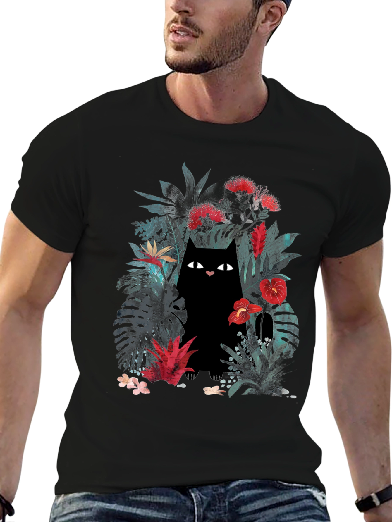 Jungle Cat Graphic Tee - Black
