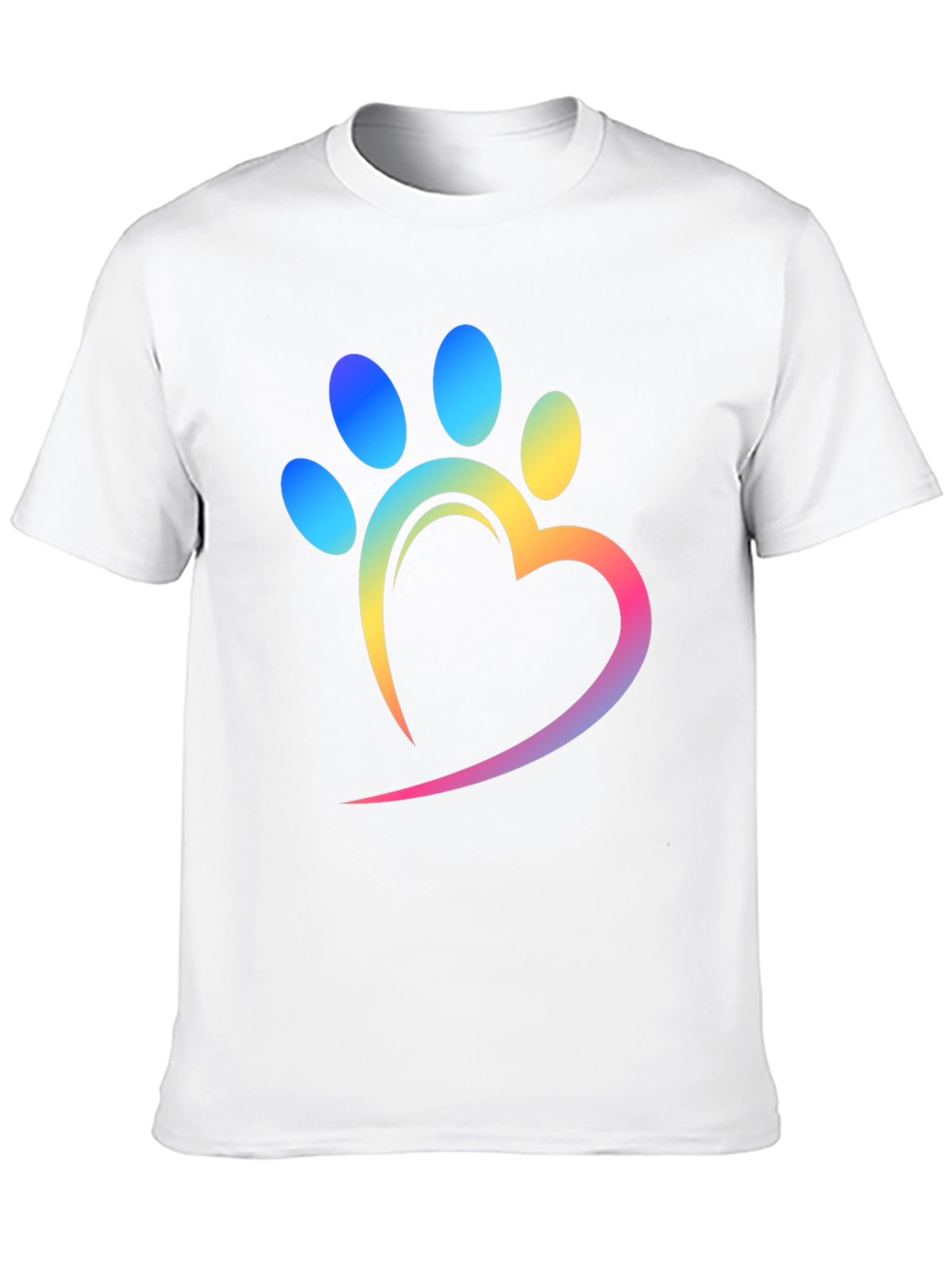 Rainbow Paw Print Heart T-Shirt
