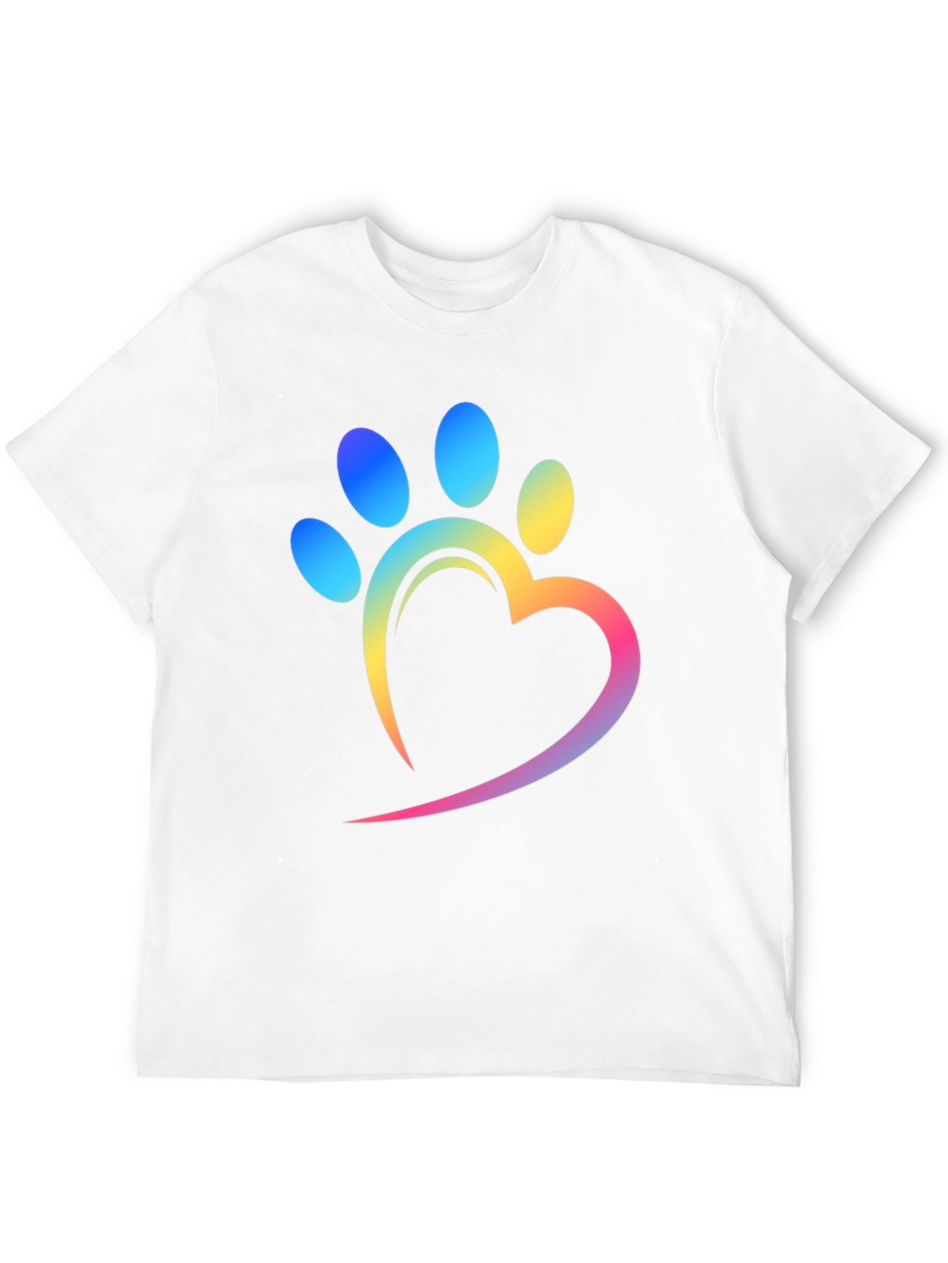 Rainbow Paw Print Heart T-Shirt