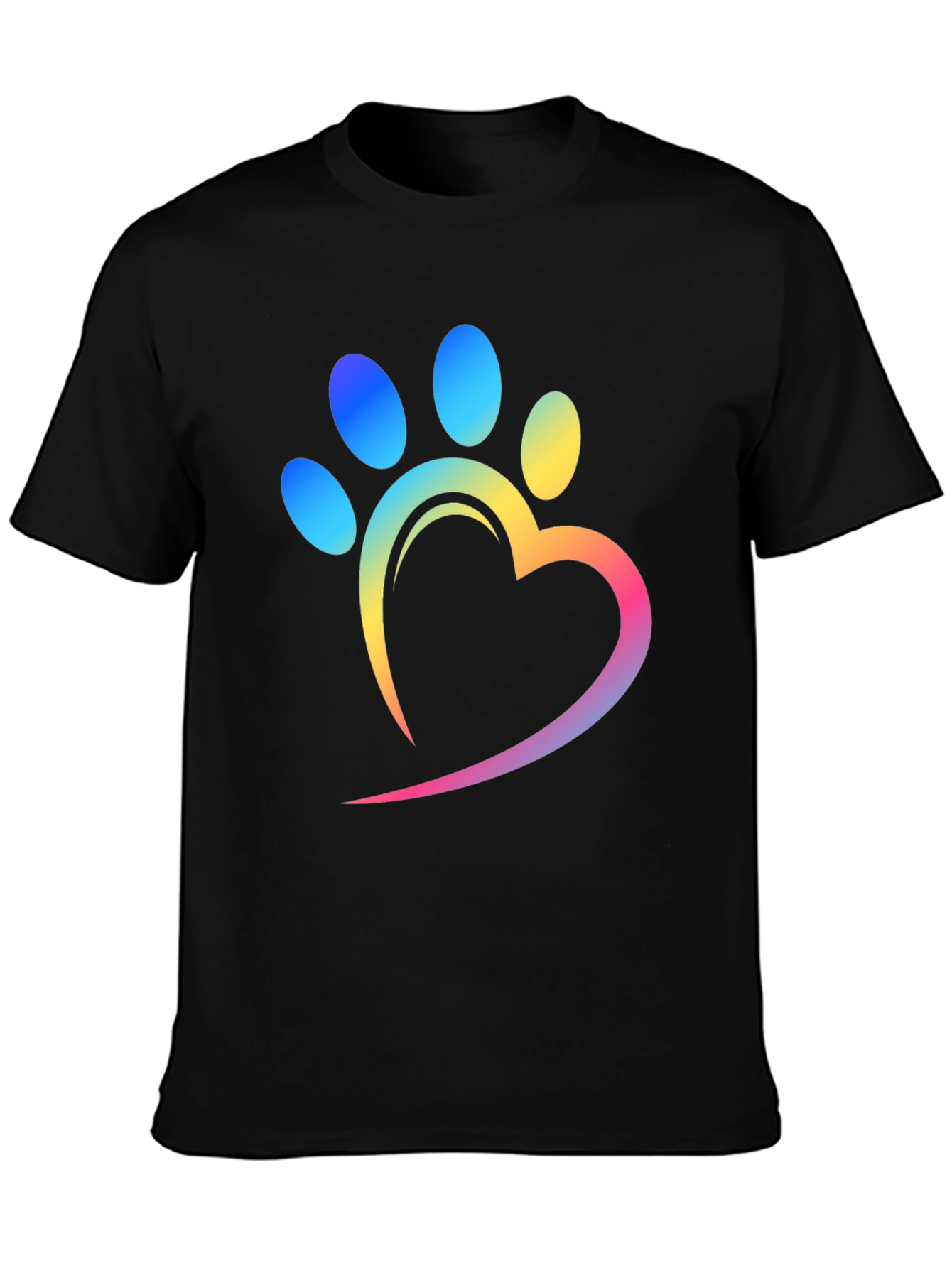Rainbow Paw Print Heart T-Shirt