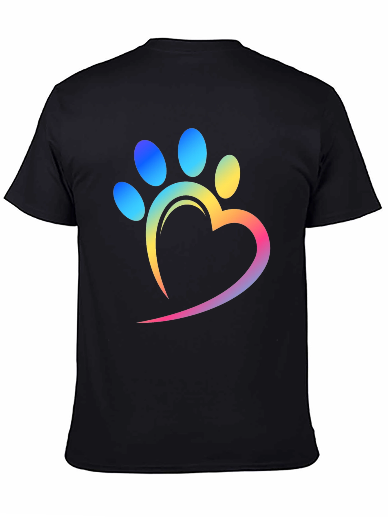Rainbow Paw Print Heart T-Shirt