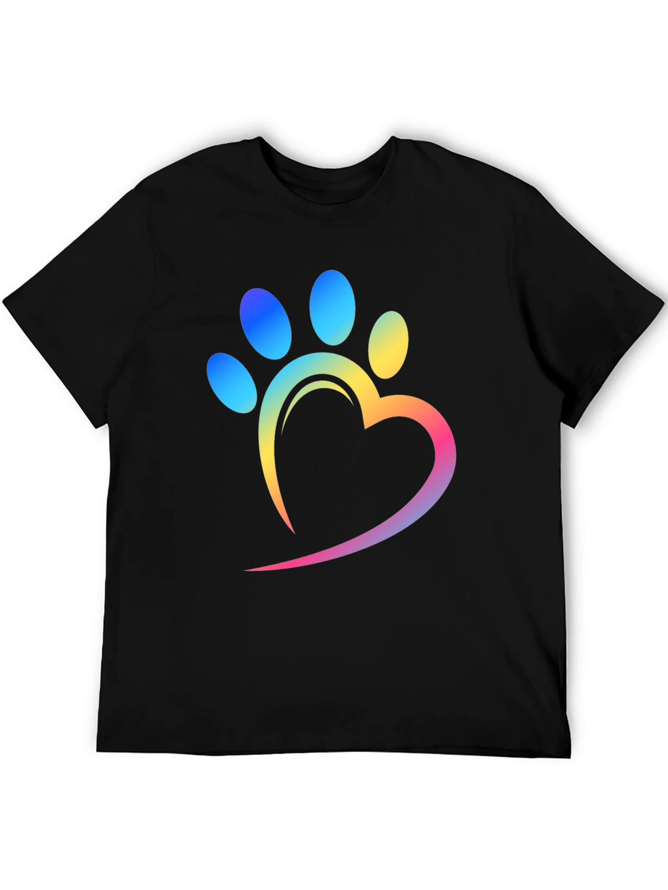 Rainbow Paw Print Heart T-Shirt