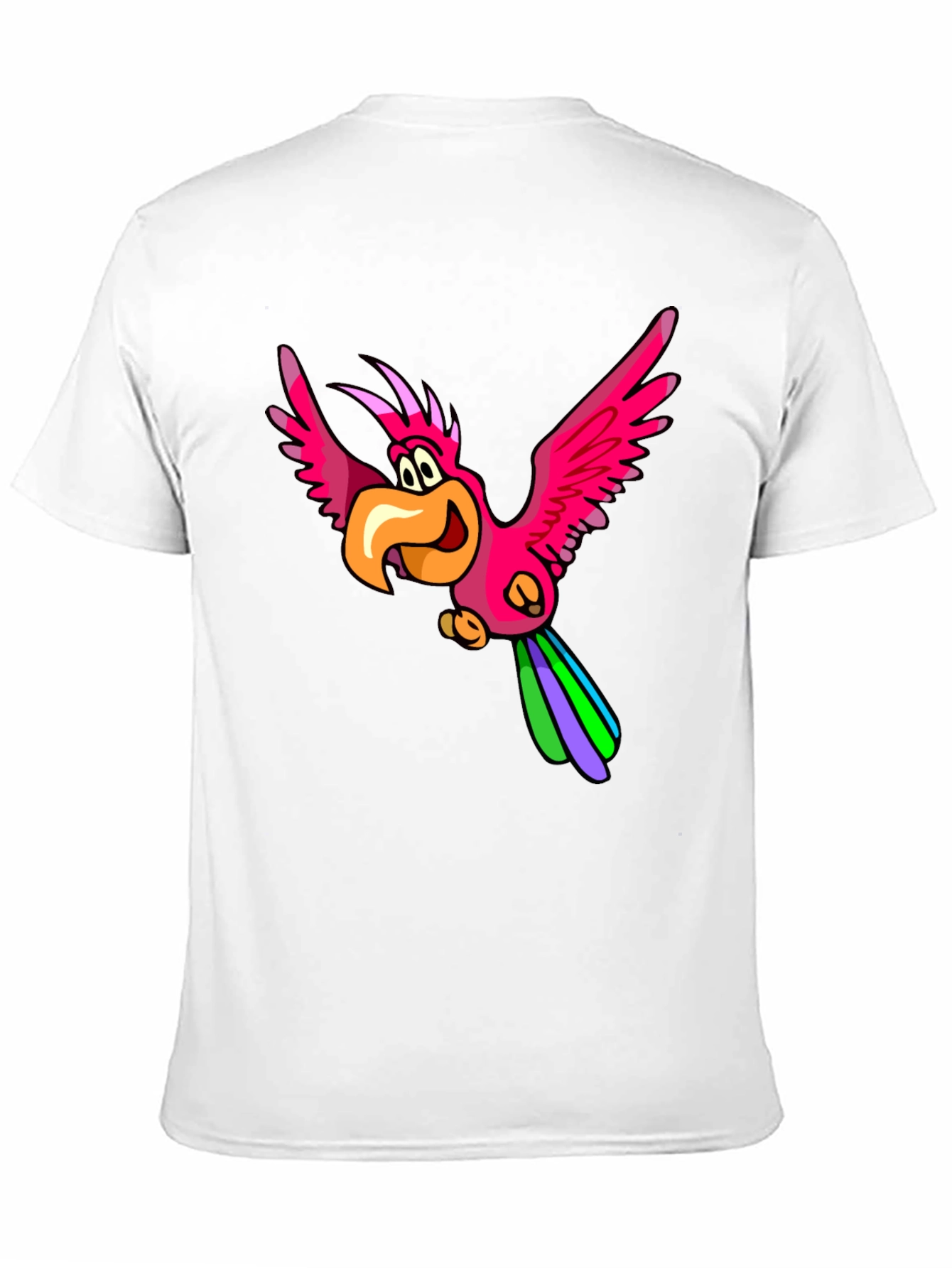 Cartoon Parrot Graphic T-Shirt - Black Cotton Tee
