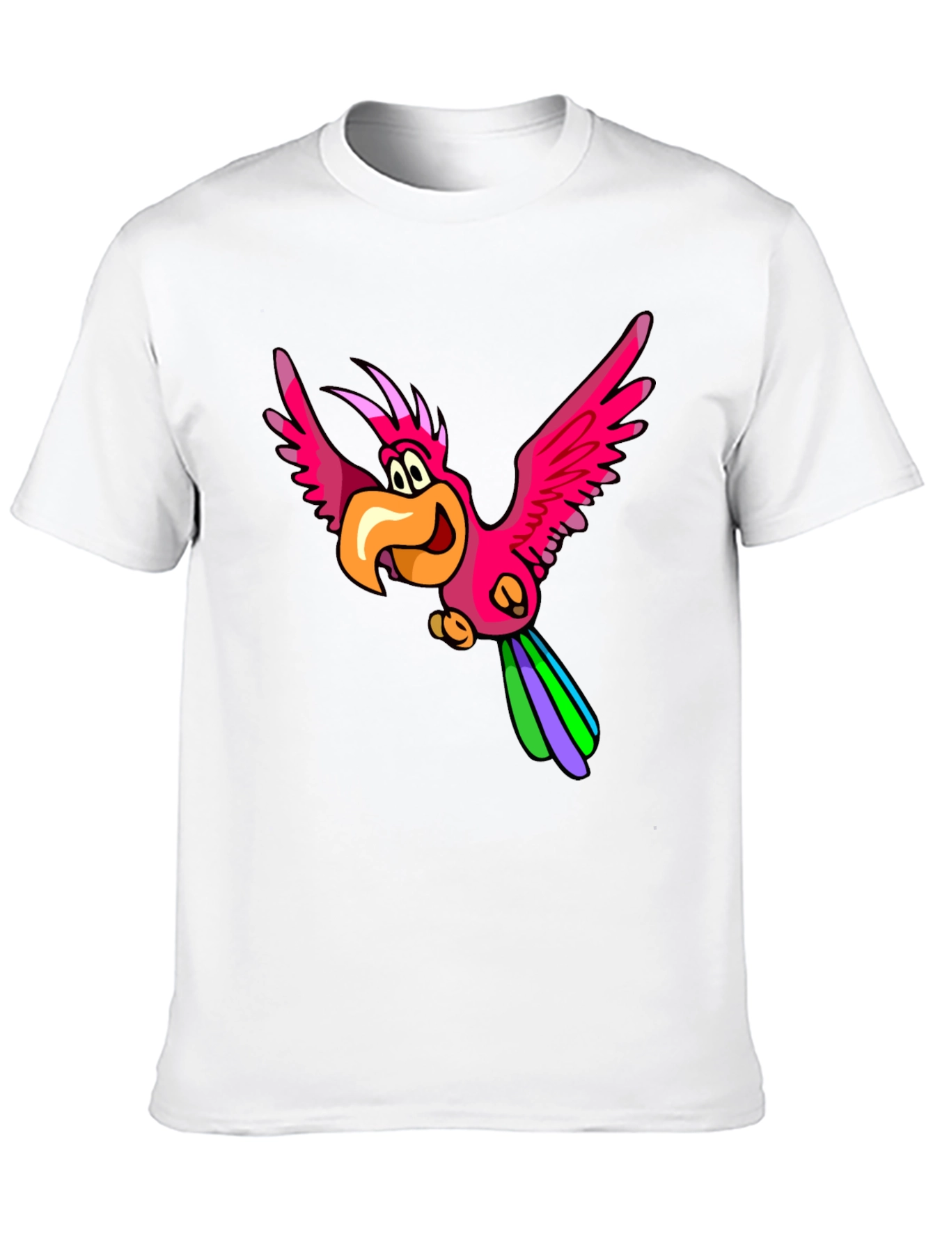Cartoon Parrot Graphic T-Shirt - Black Cotton Tee
