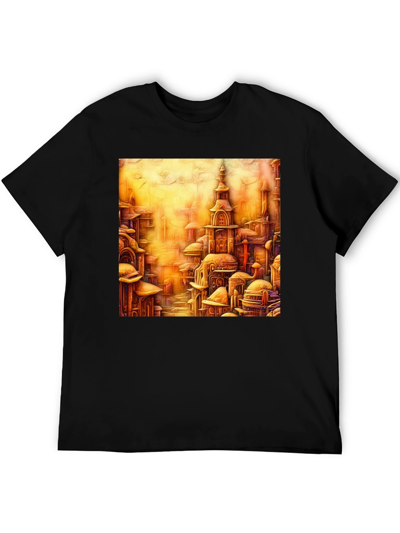Cityscape Art Print Black Tee