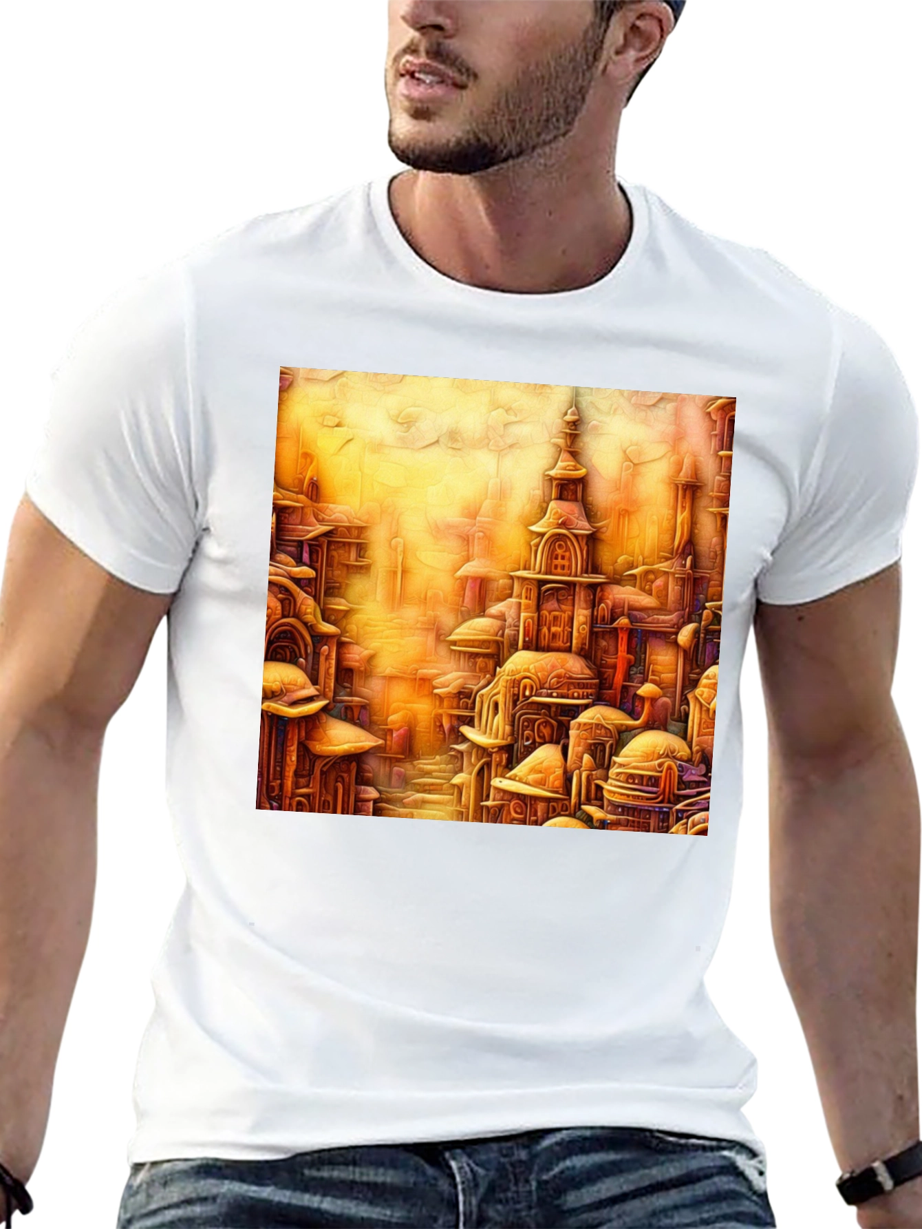 Cityscape Art Print Black Tee