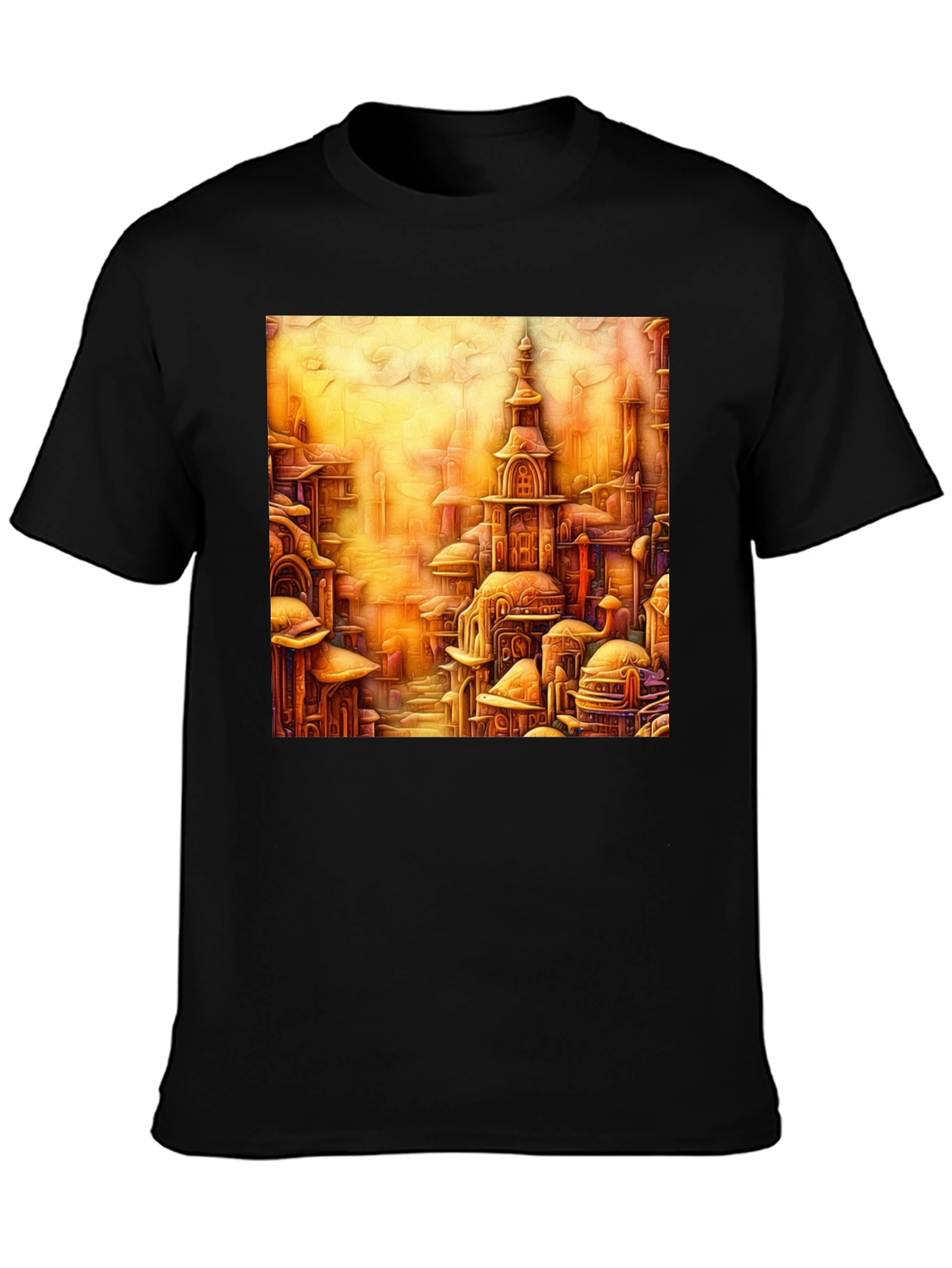Cityscape Art Print Black Tee